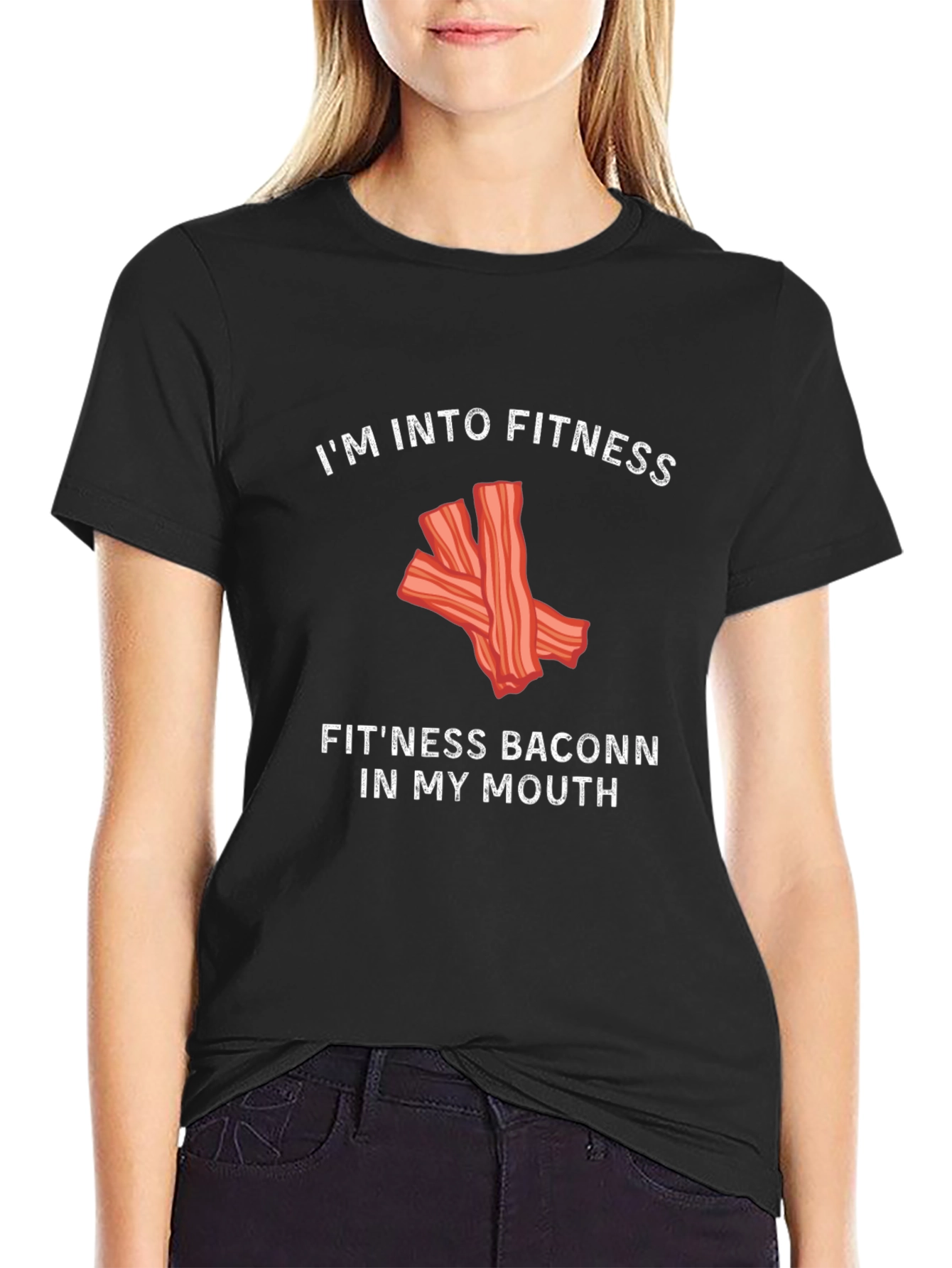 Funny Fitness Bacon Graphic T-Shirt