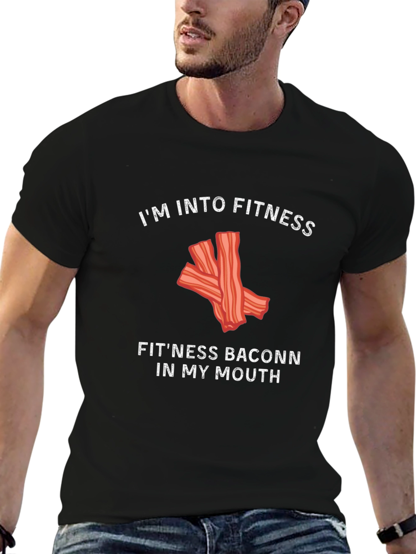 Funny Fitness Bacon Graphic T-Shirt