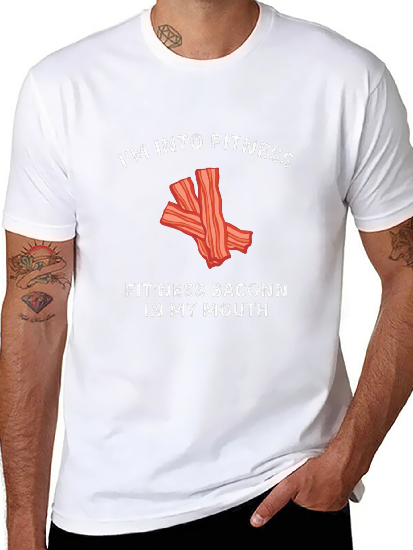 Funny Fitness Bacon Graphic T-Shirt