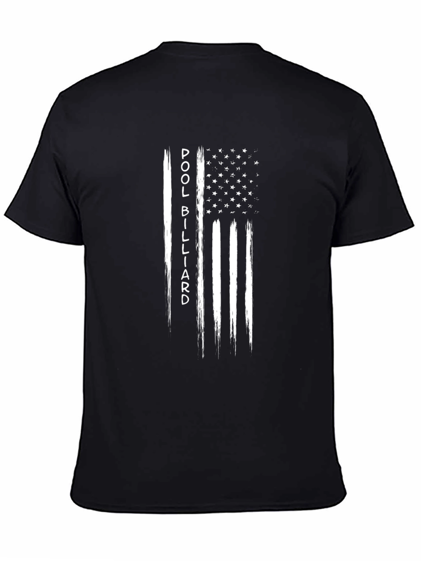 Pool Billiard American Flag T-Shirt - Black