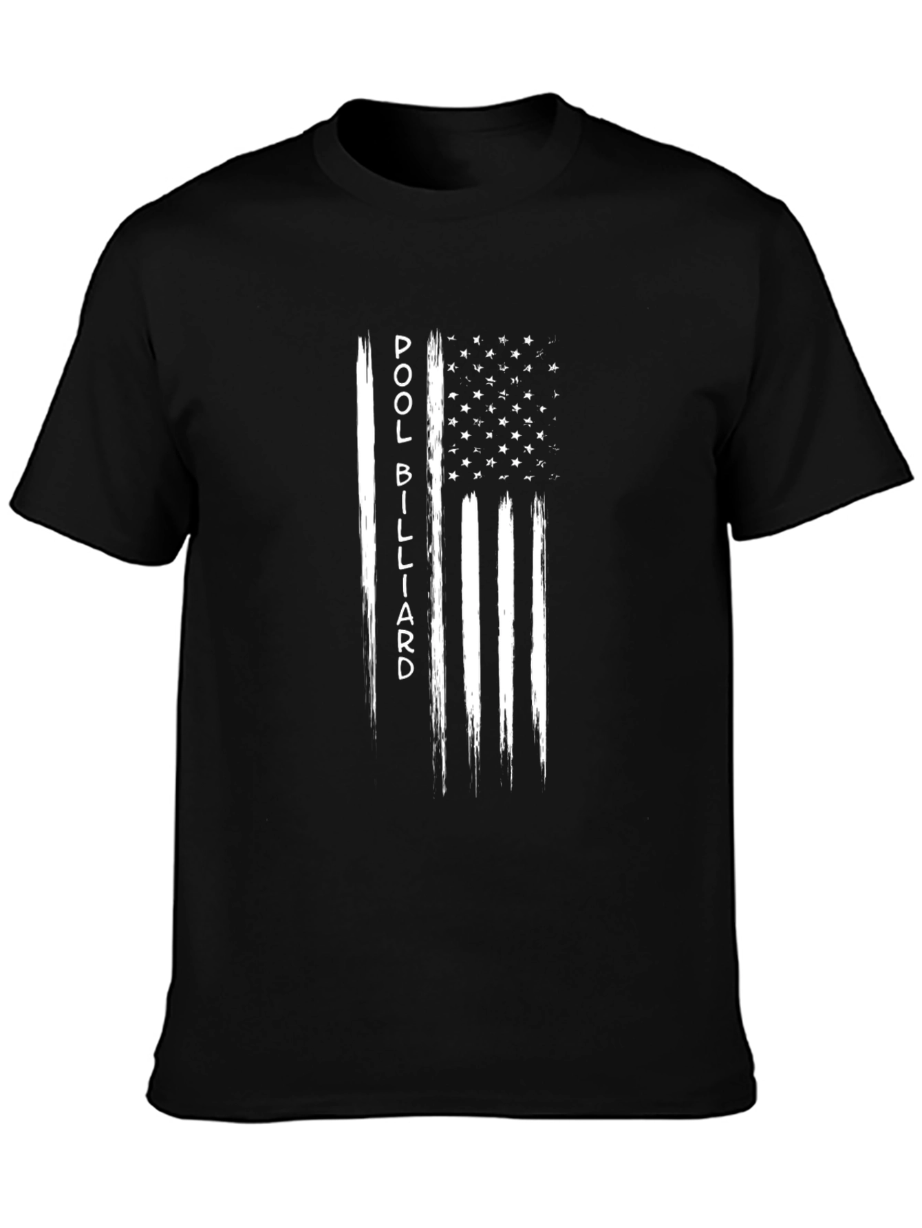 Pool Billiard American Flag T-Shirt - Black