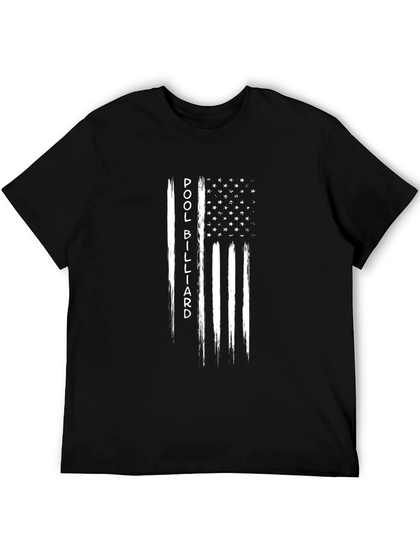Pool Billiard American Flag T-Shirt - Black