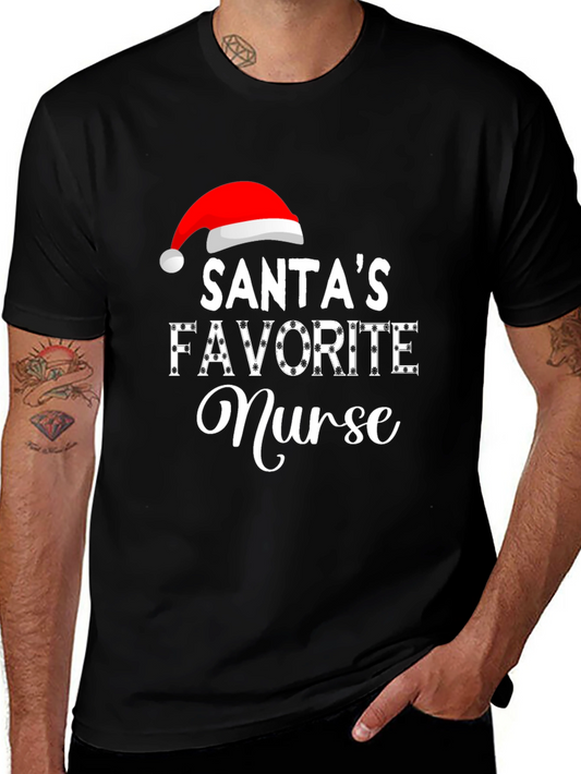 Santas Favorite Nurse Holiday T-Shirt