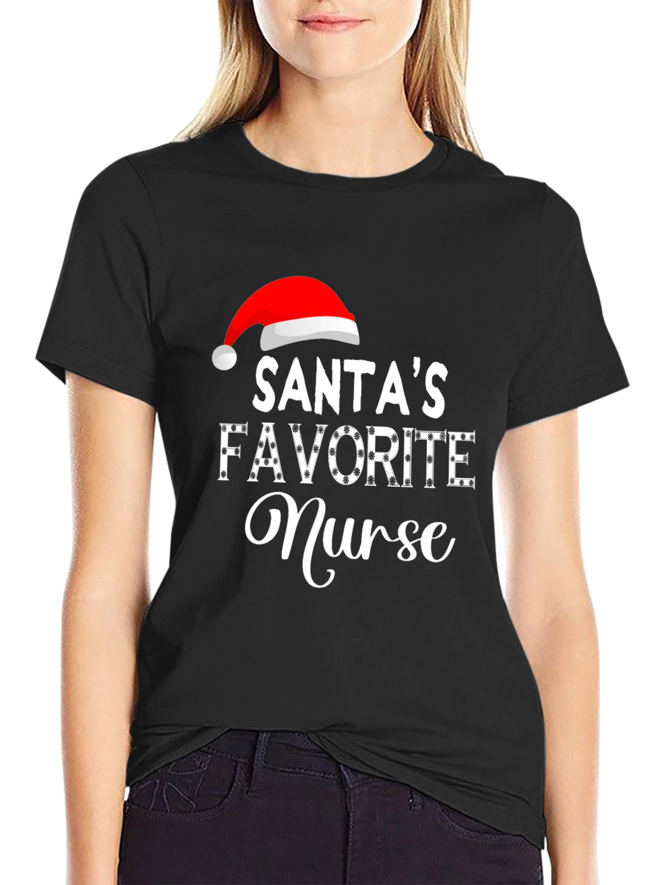 Santas Favorite Nurse Holiday T-Shirt