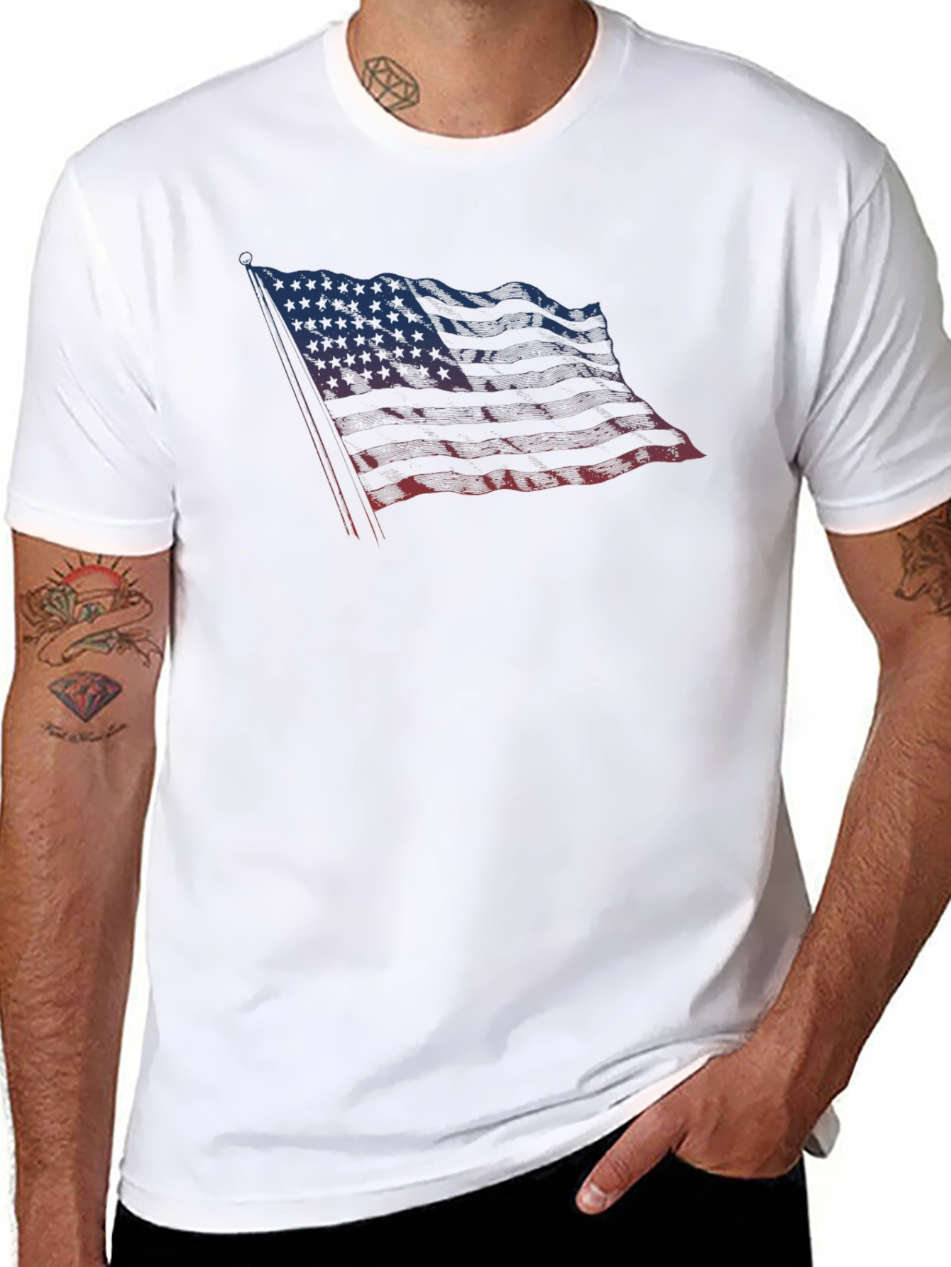 American Flag Distressed Graphic T-Shirt