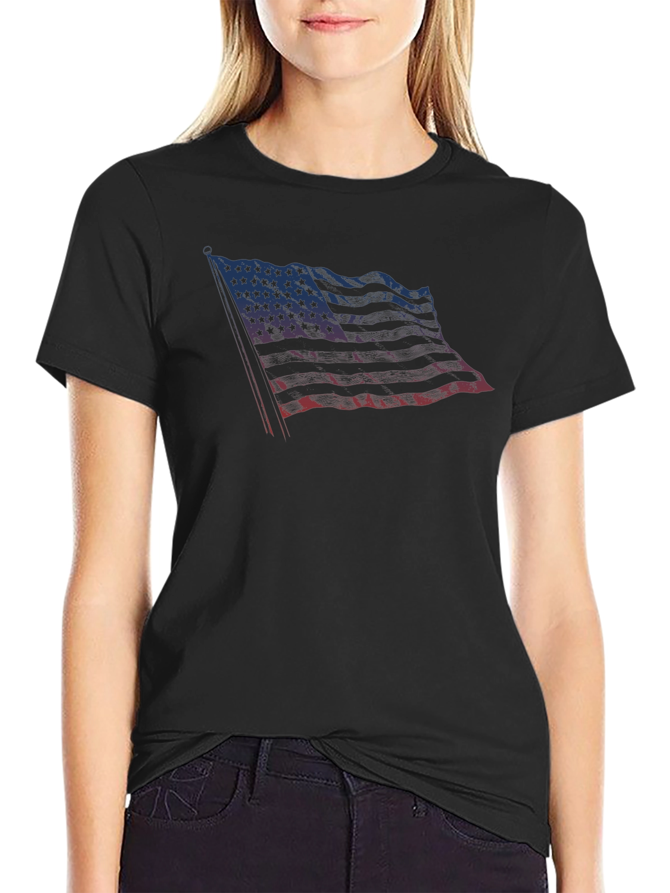 American Flag Distressed Graphic T-Shirt