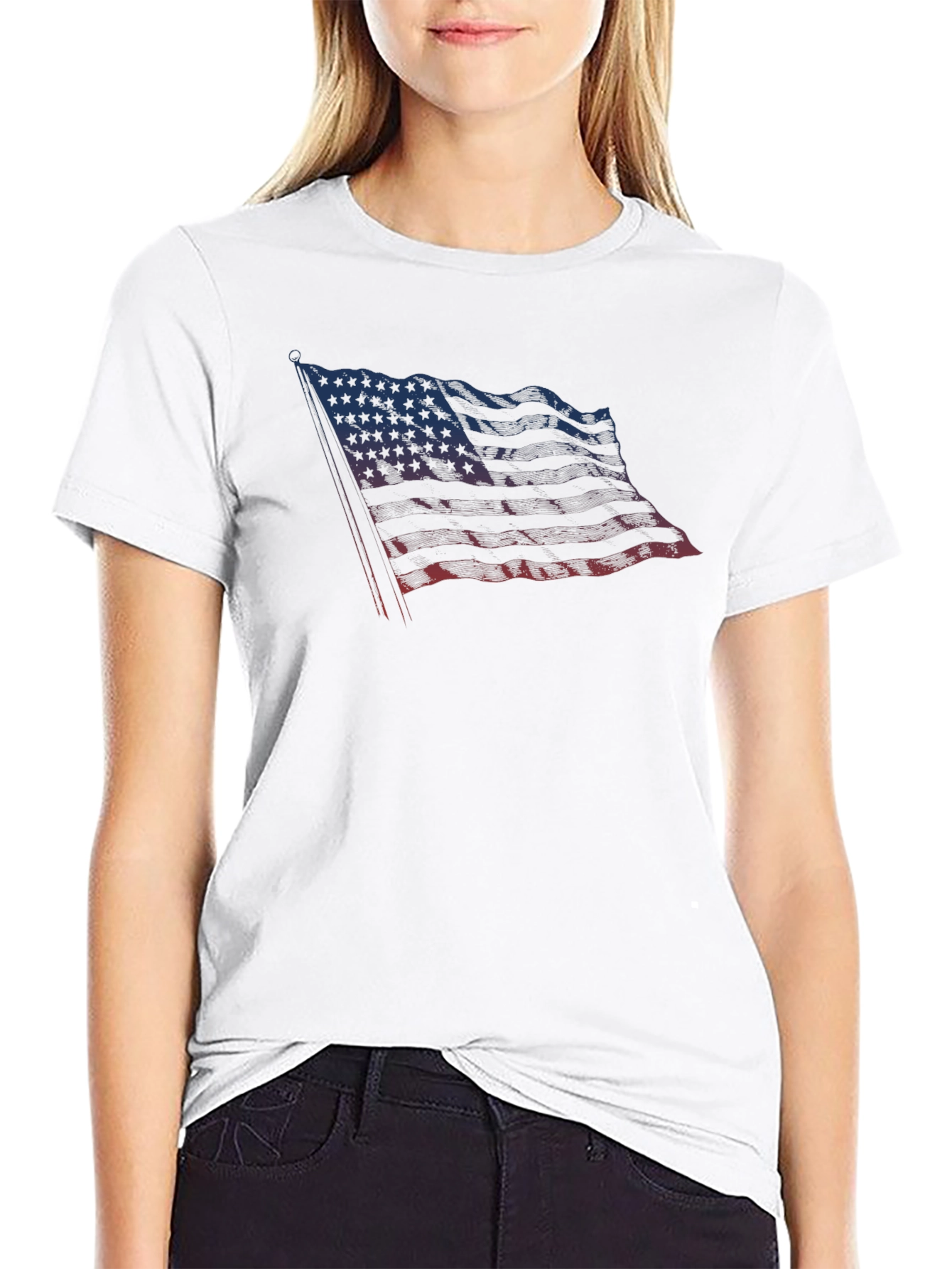 American Flag Distressed Graphic T-Shirt