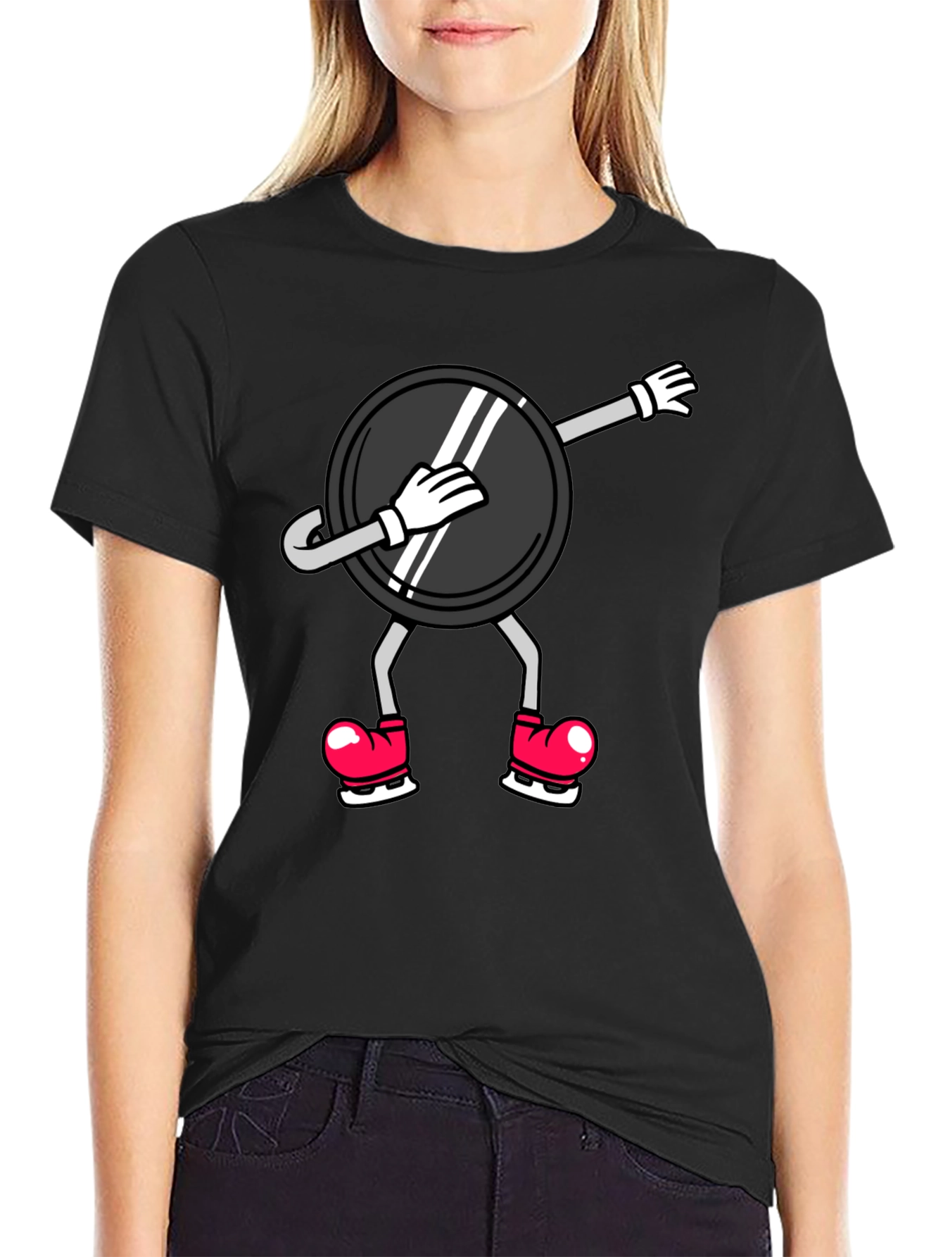 Dabbing Hockey Puck T-Shirt - Black