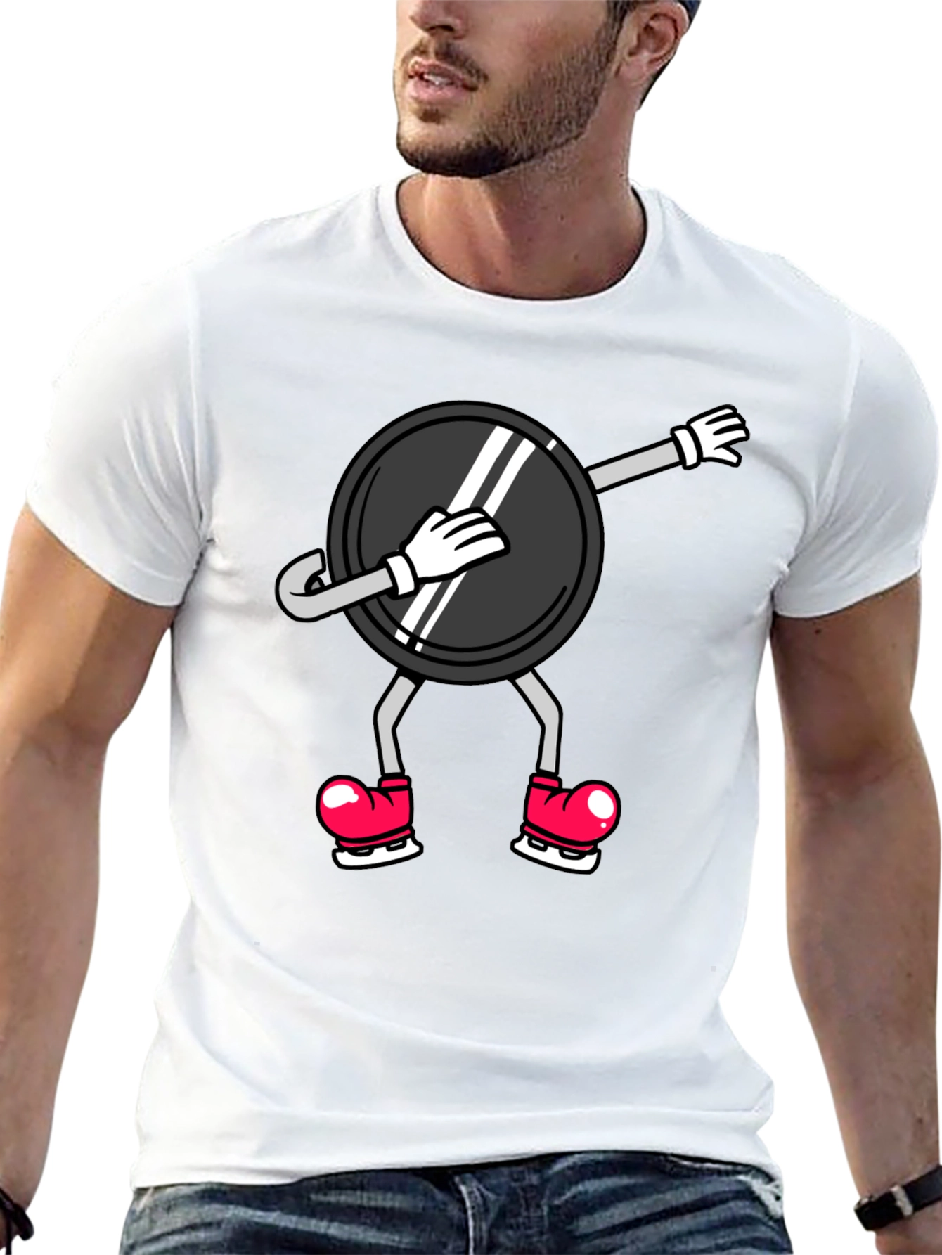 Dabbing Hockey Puck T-Shirt - Black