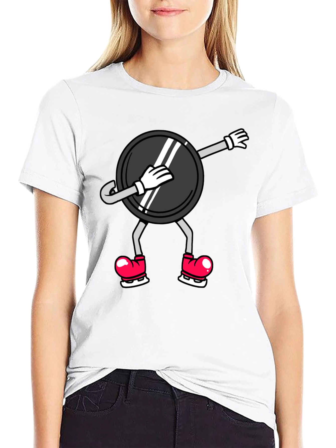 Dabbing Hockey Puck T-Shirt - Black