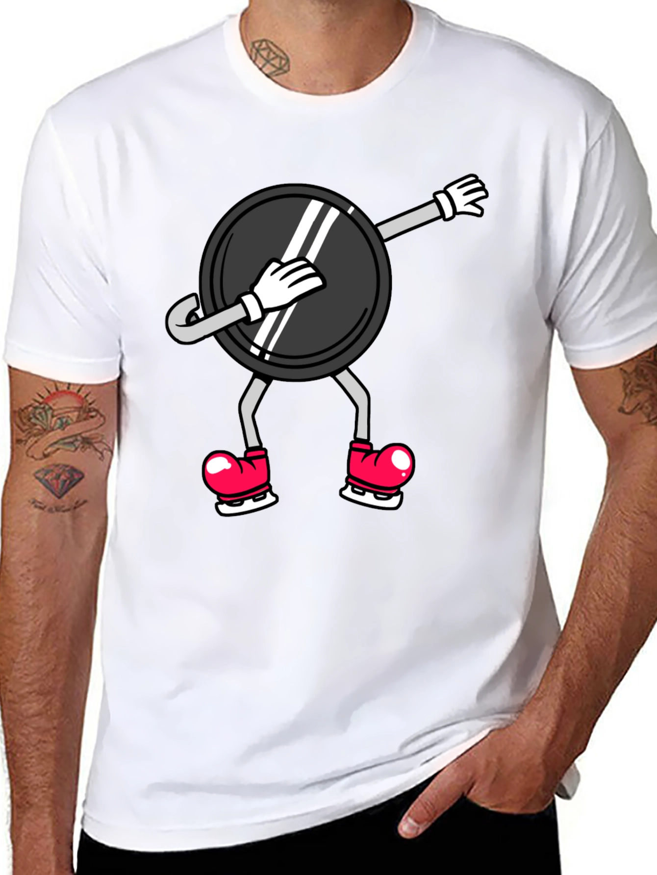 Dabbing Hockey Puck T-Shirt - Black