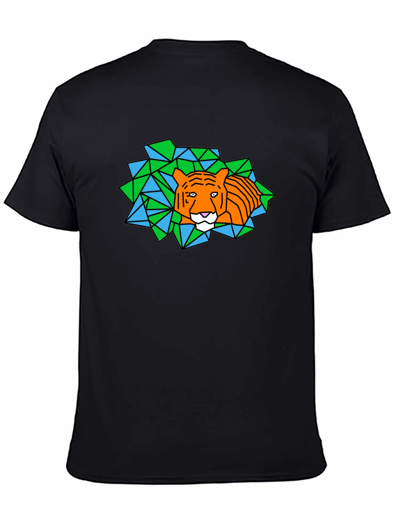 Geometric Tiger Graphic Black T-Shirt