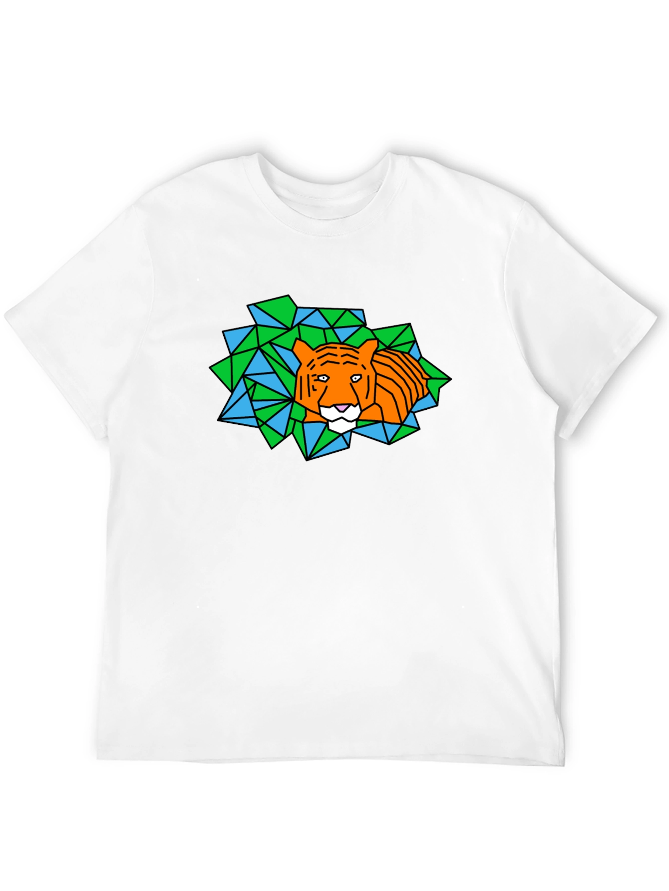 Geometric Tiger Graphic Black T-Shirt