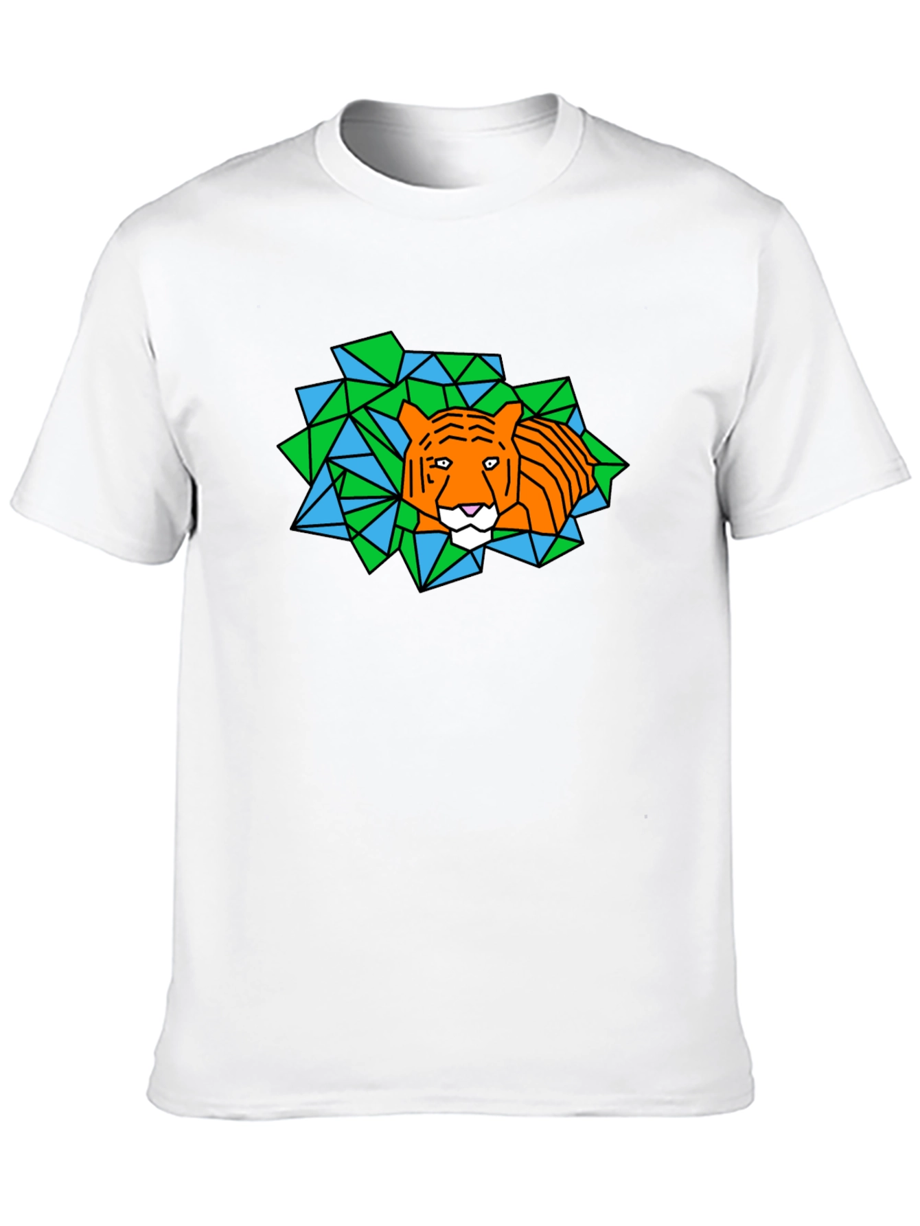 Geometric Tiger Graphic Black T-Shirt