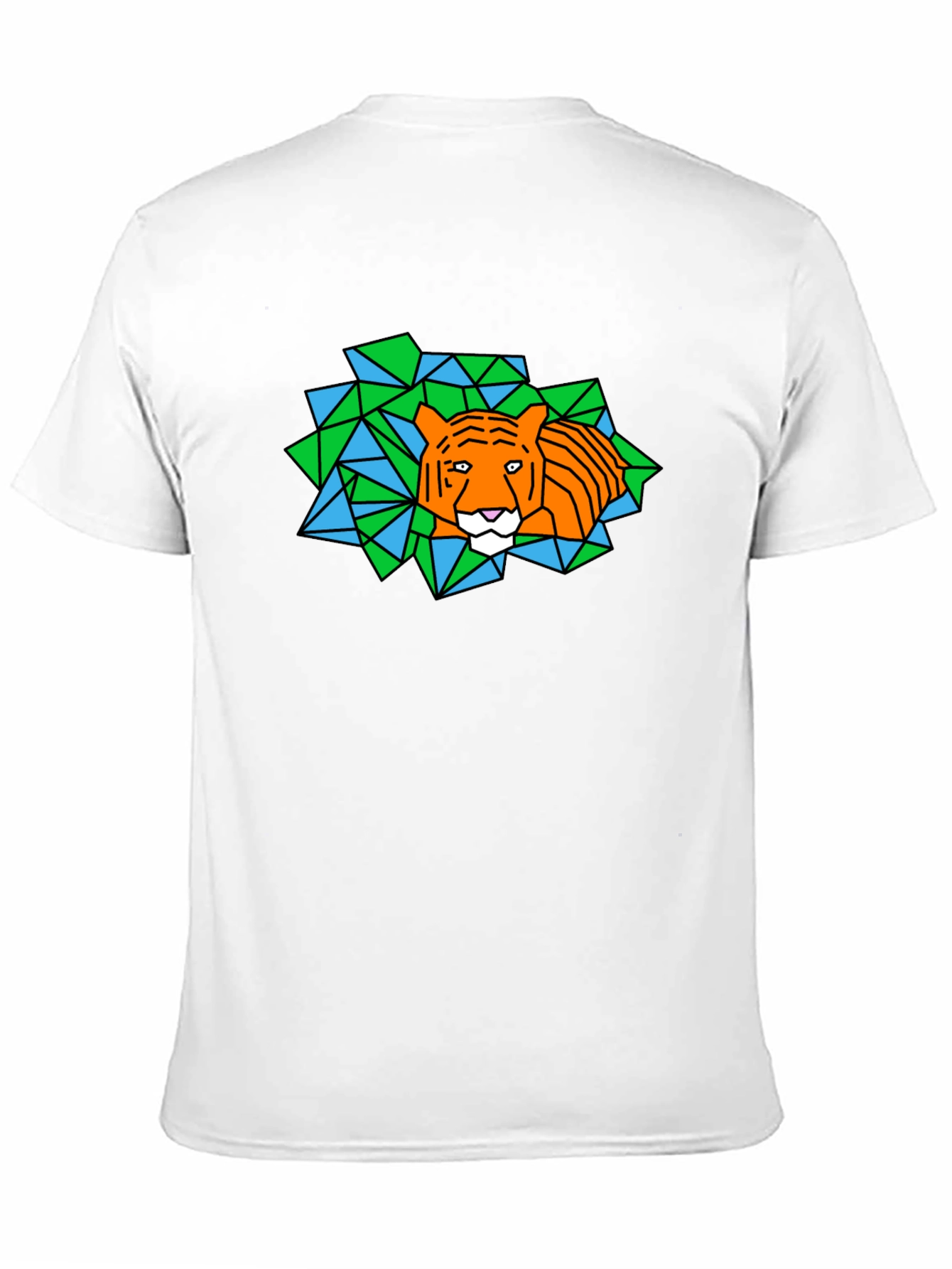 Geometric Tiger Graphic Black T-Shirt