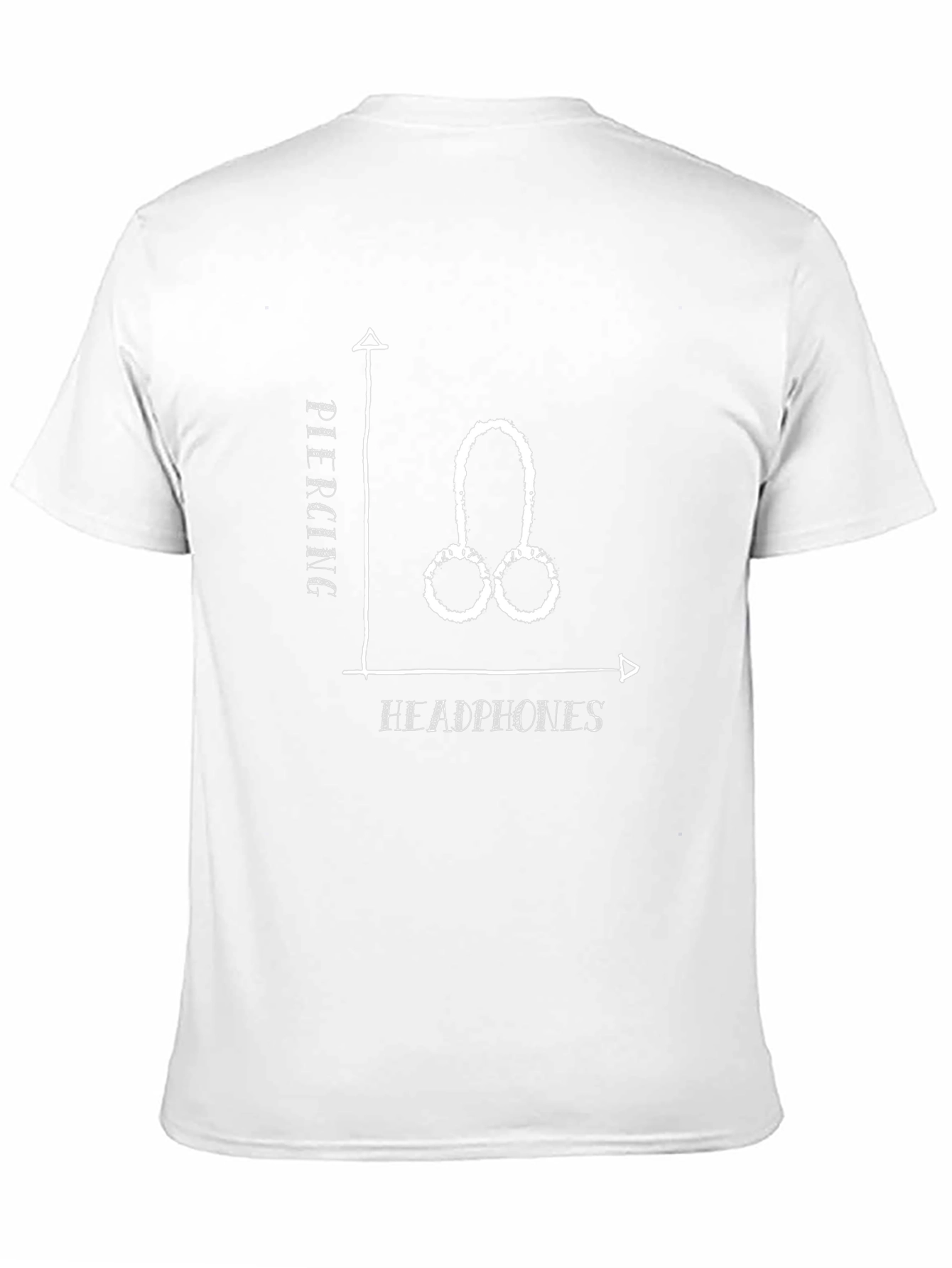Humorous Piercing vs Headphones Graphic Tee