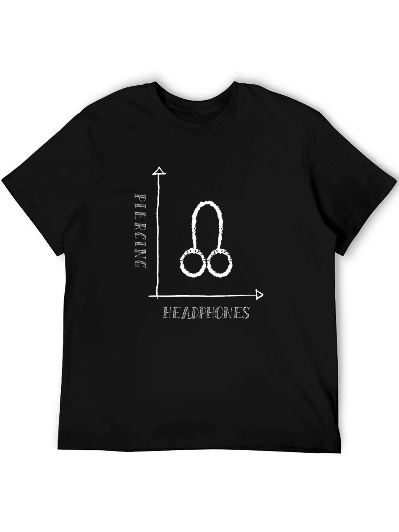Humorous Piercing vs Headphones Graphic Tee