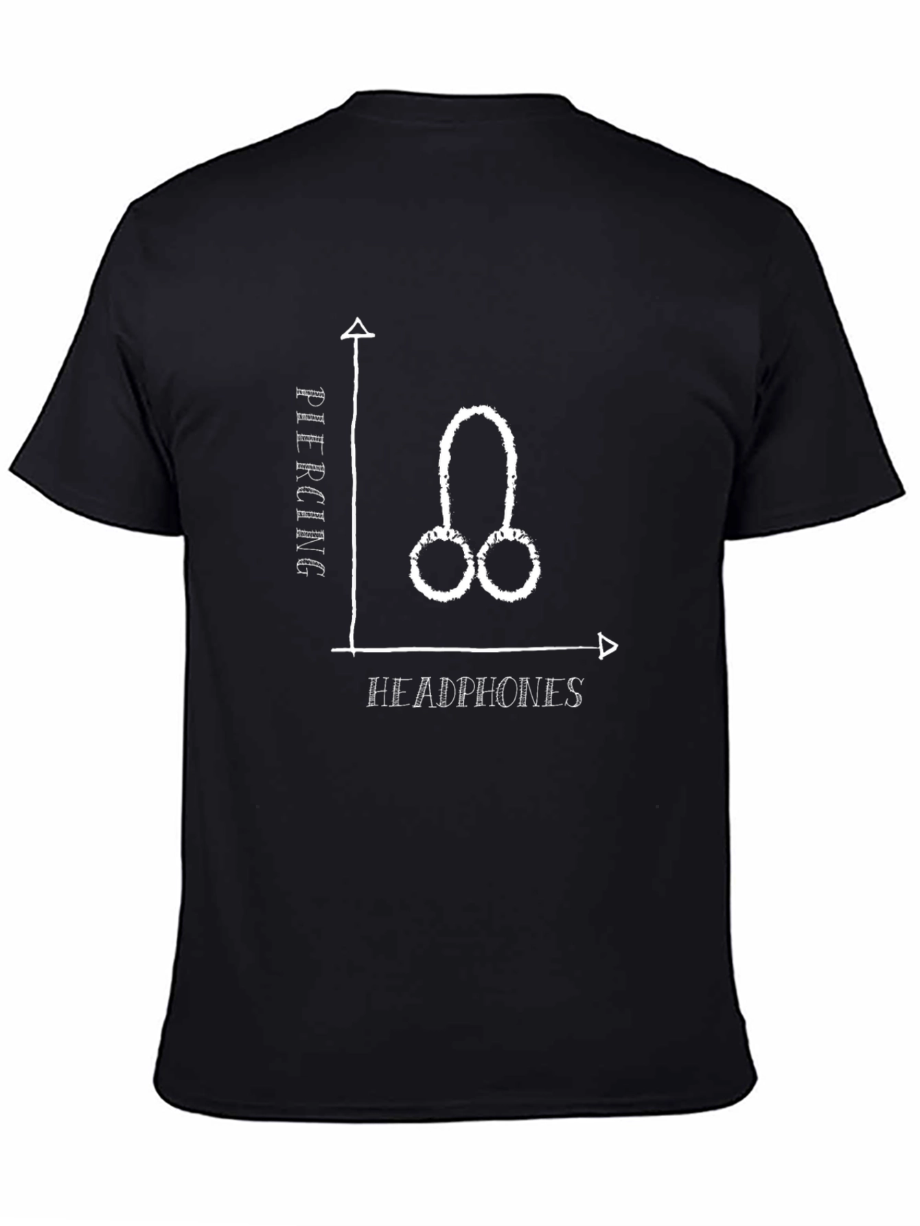 Humorous Piercing vs Headphones Graphic Tee