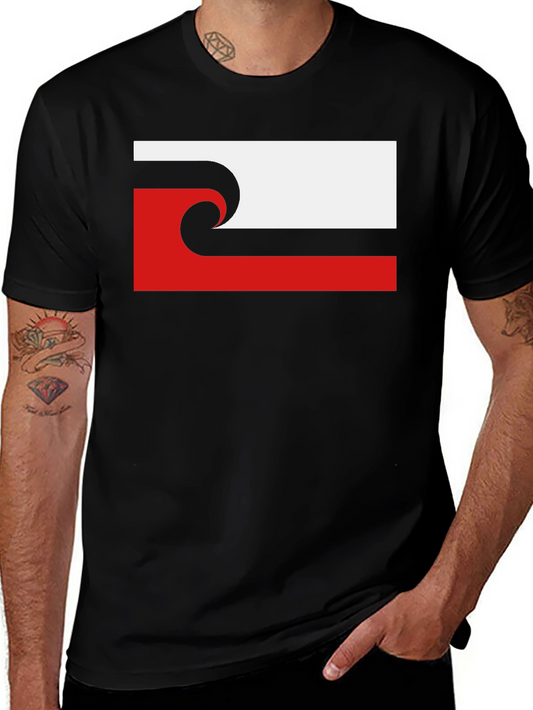 Unique Wave Design Black T-Shirt
