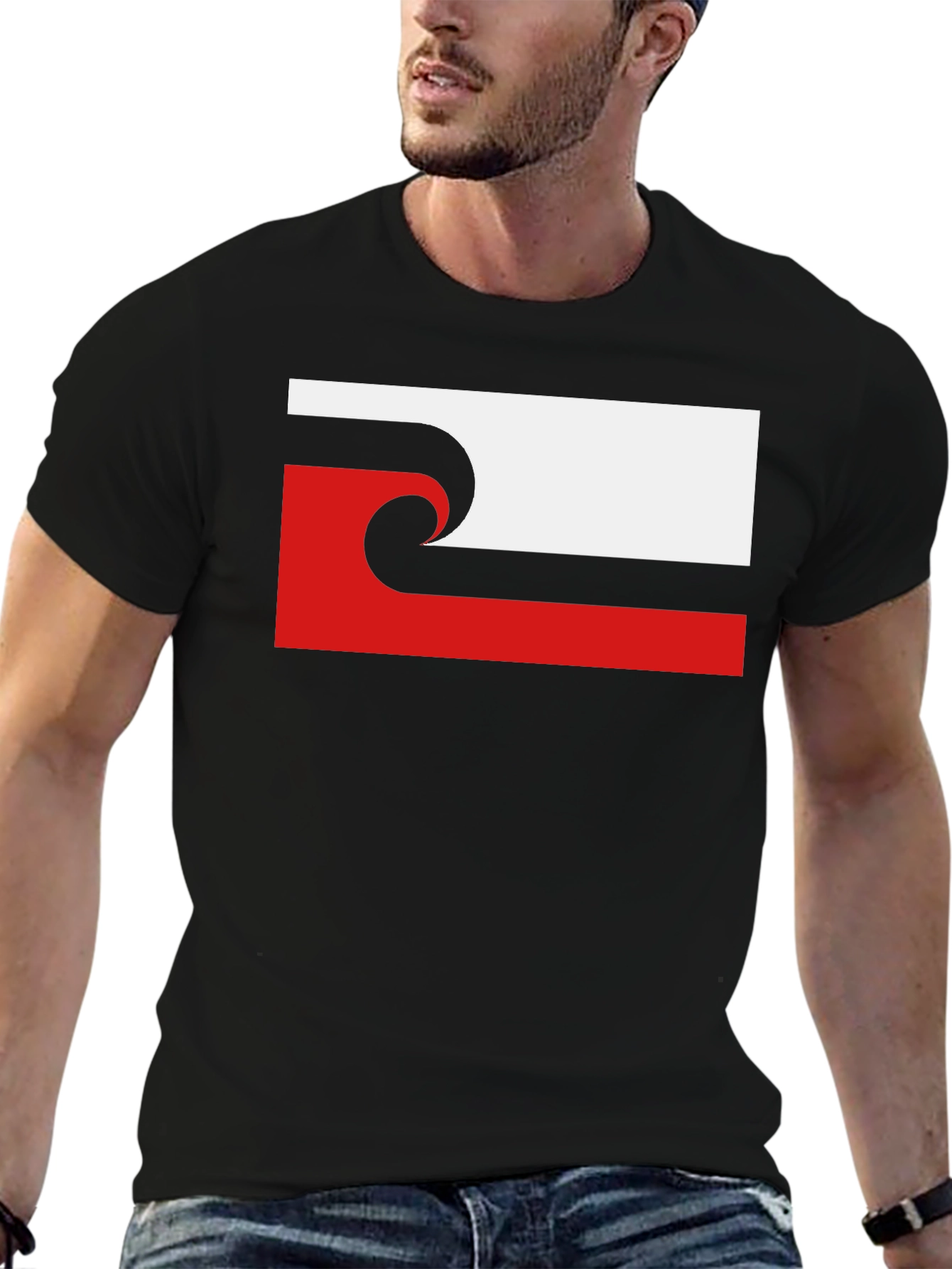 Unique Wave Design Black T-Shirt
