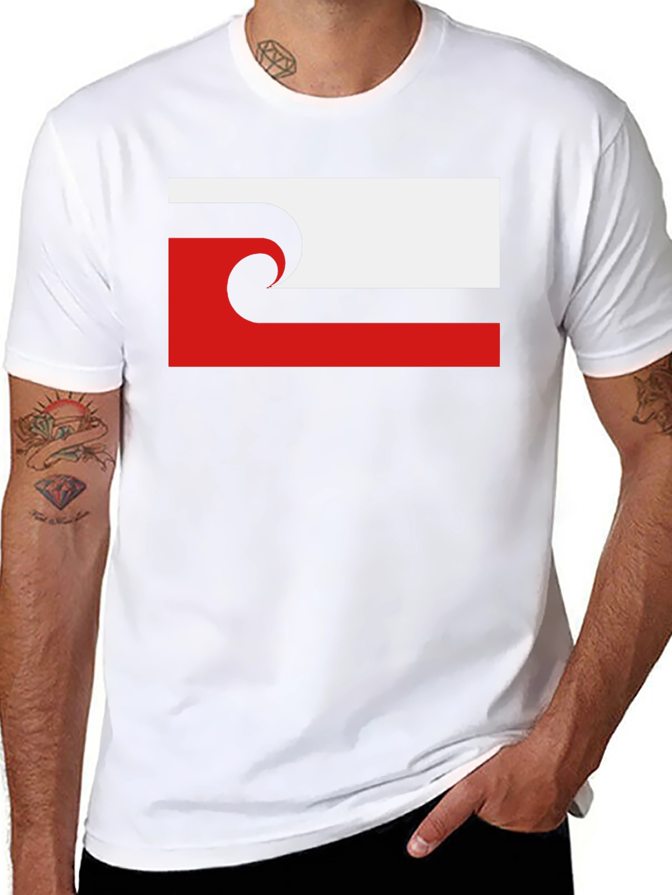 Unique Wave Design Black T-Shirt