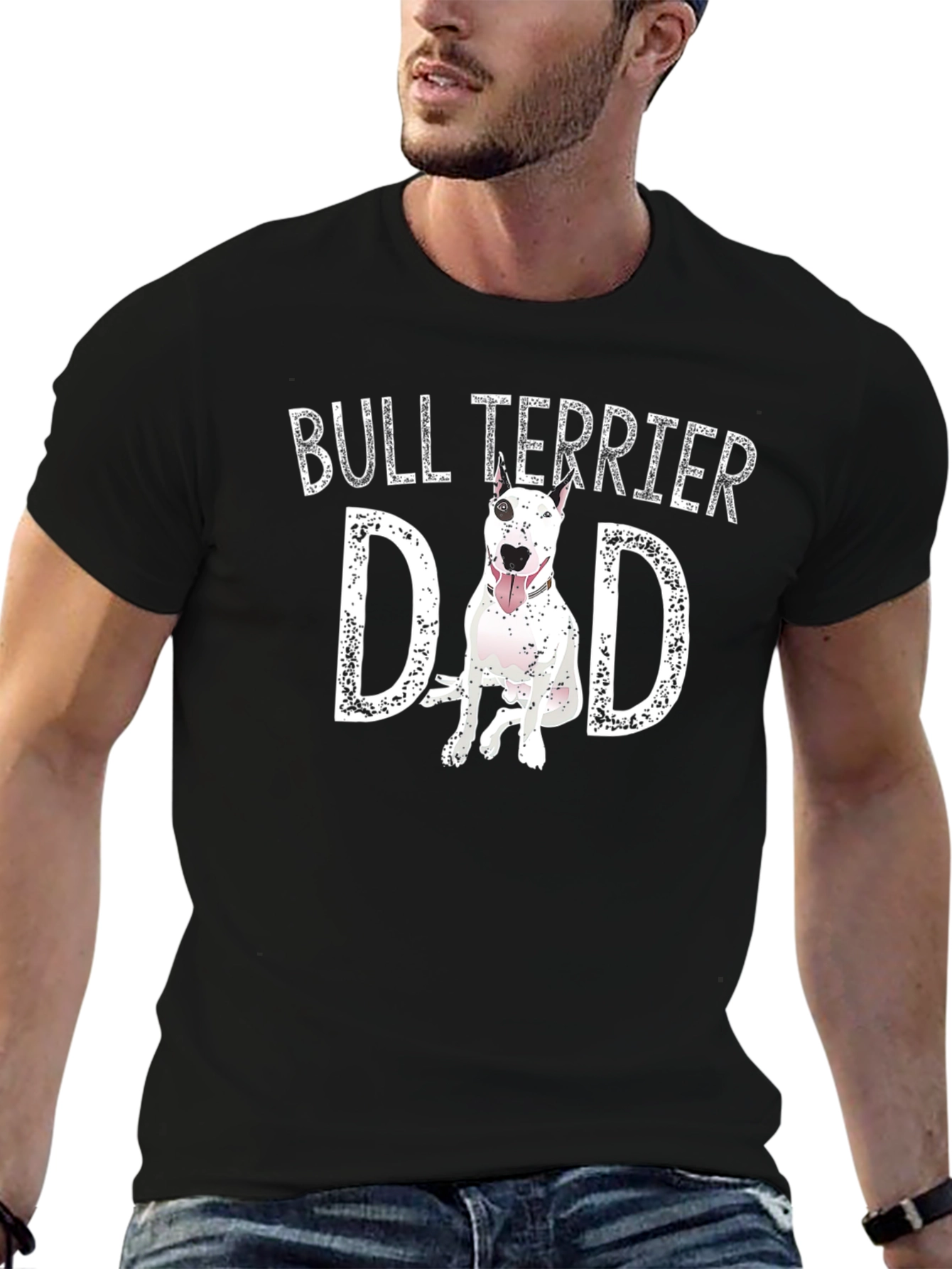 Bull Terrier Dad Black T-Shirt
