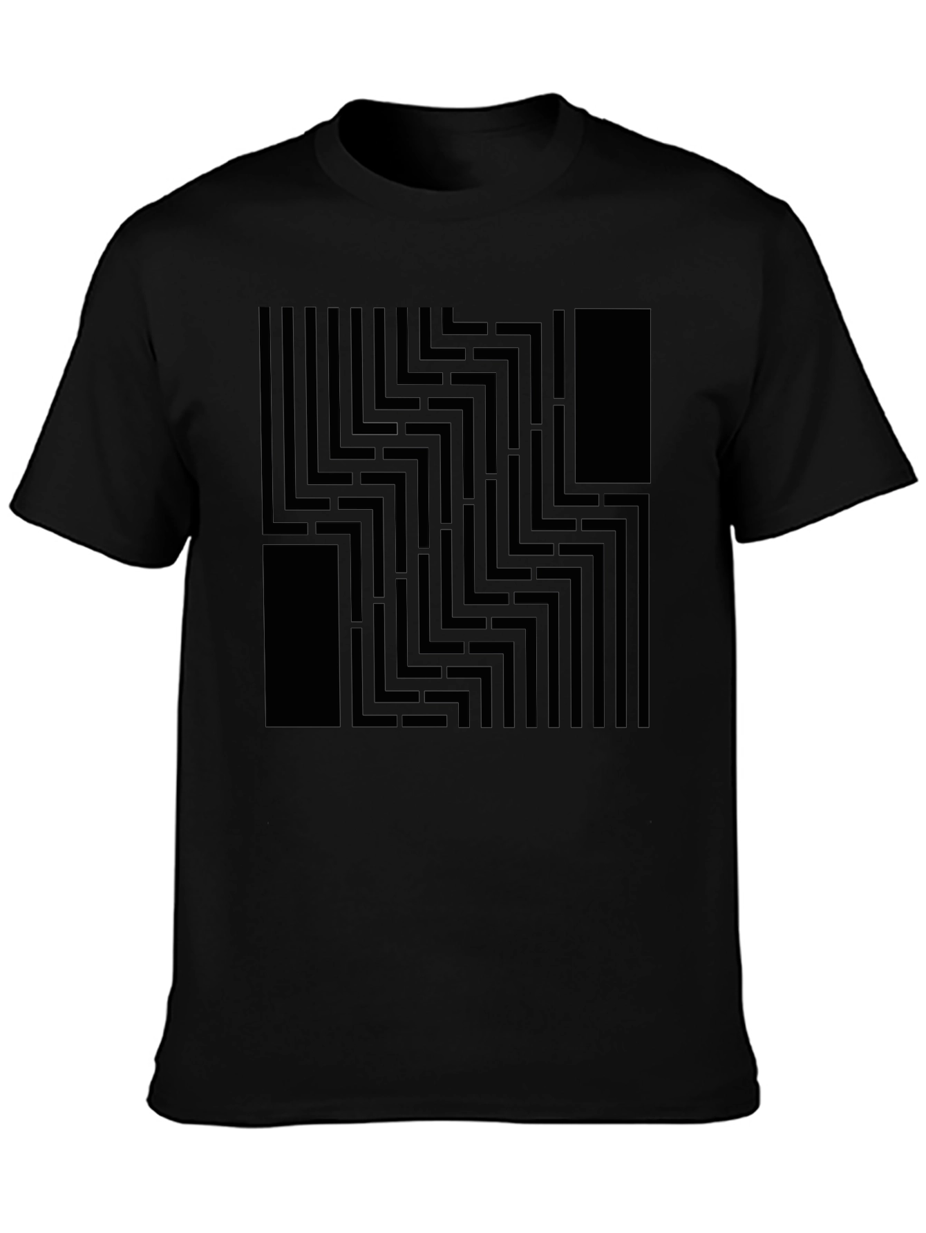 Abstract Maze Pattern Black Graphic Tee