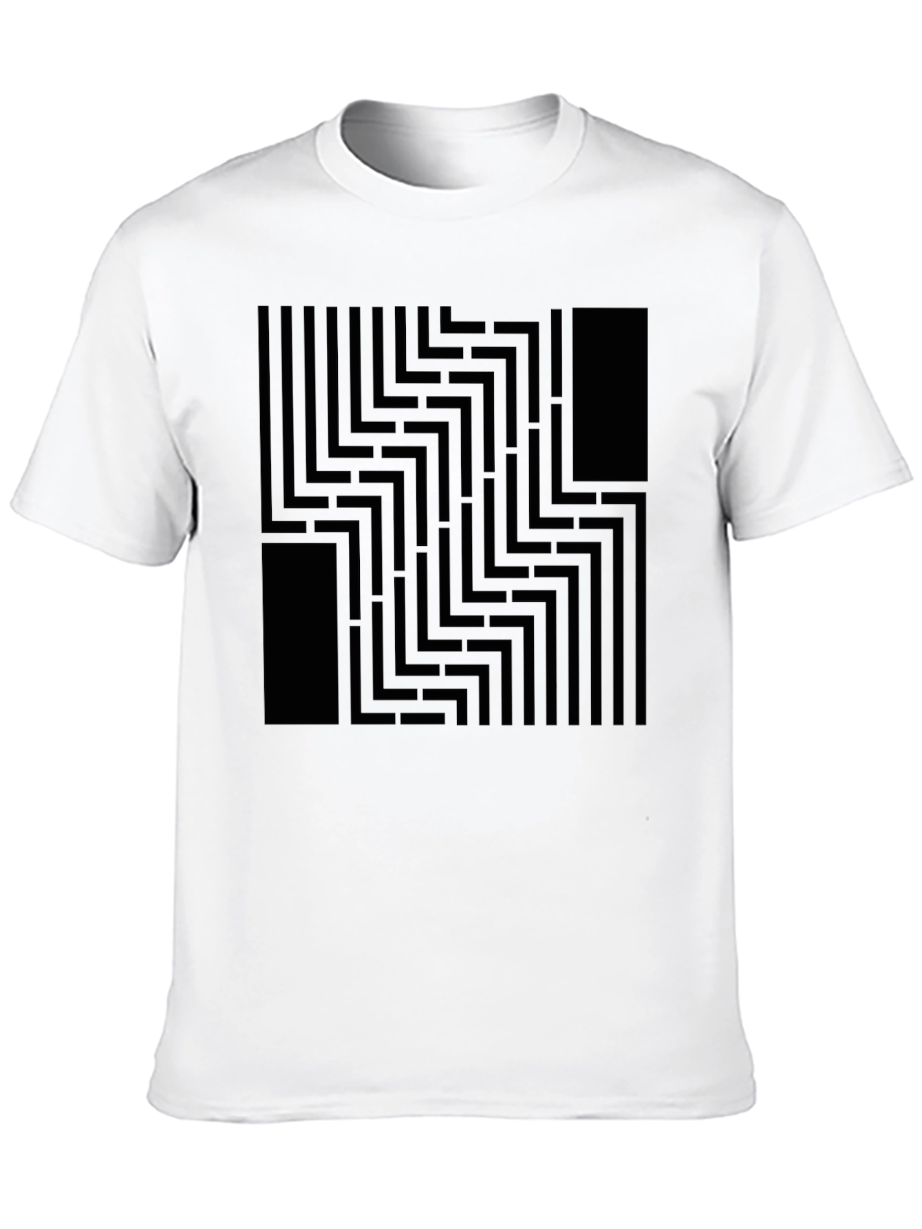 Abstract Maze Pattern Black Graphic Tee