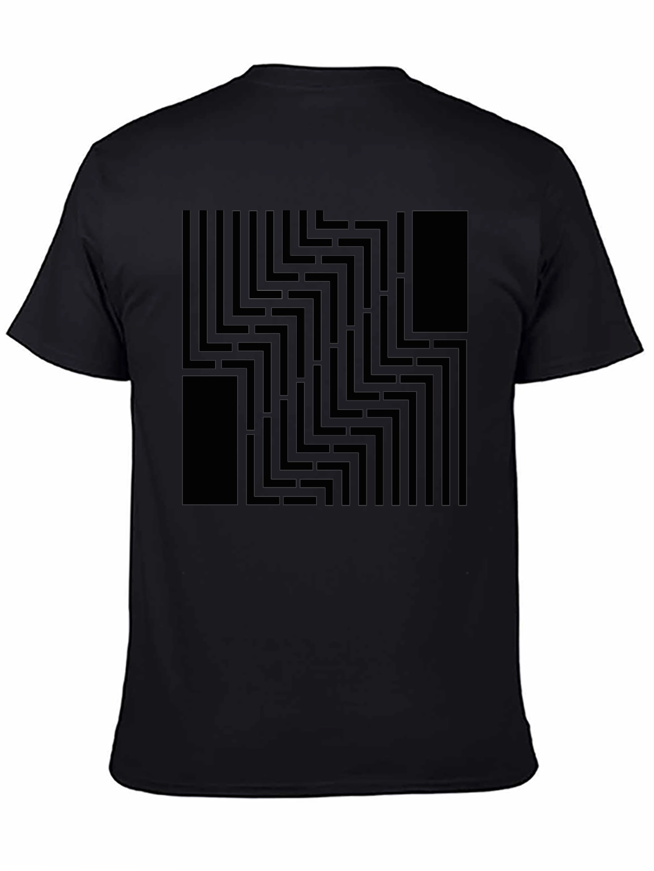 Abstract Maze Pattern Black Graphic Tee