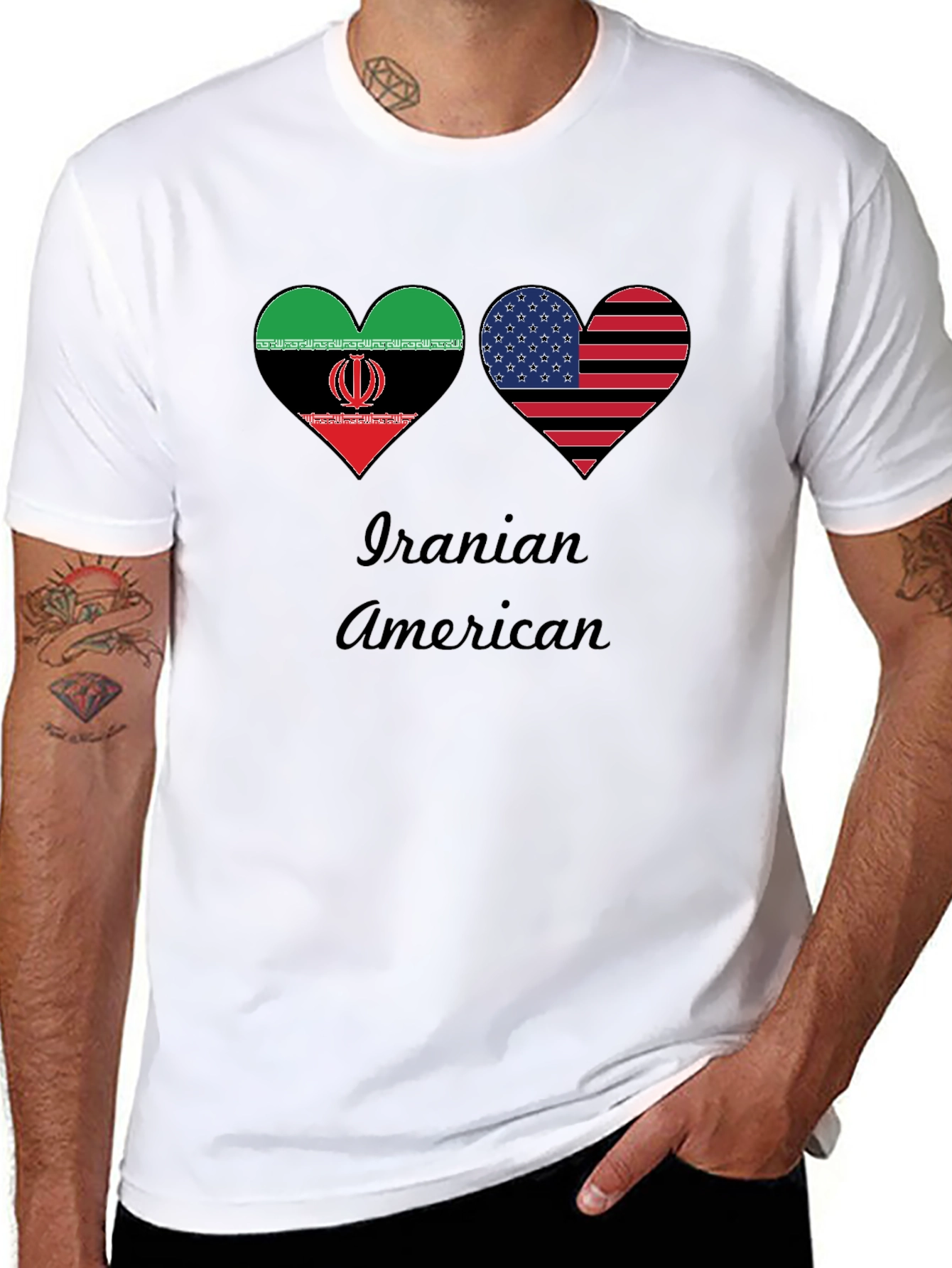 Iranian American Flag Heart T-Shirt