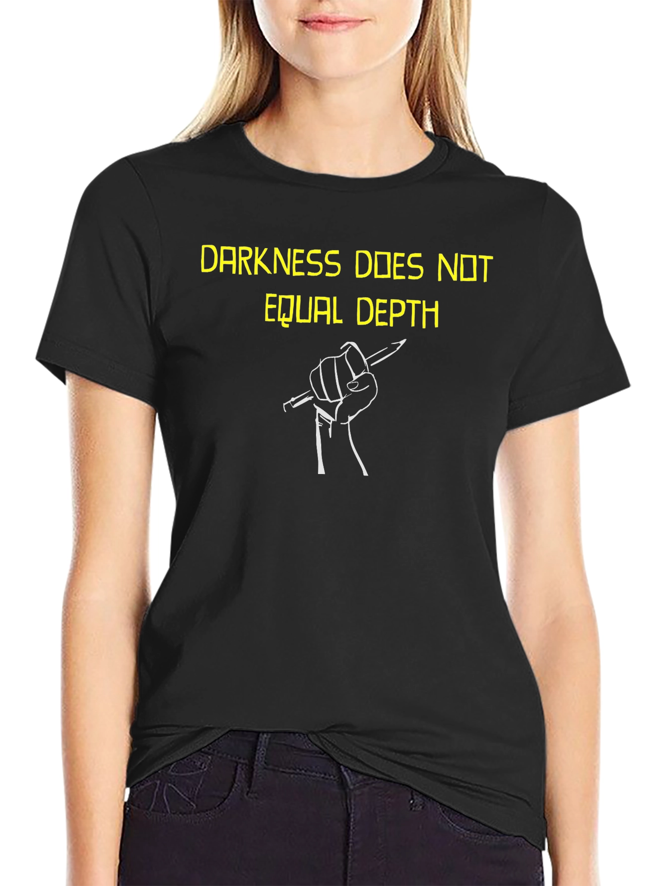 Darkness Does Not Equal Depth Black Graphic Tee