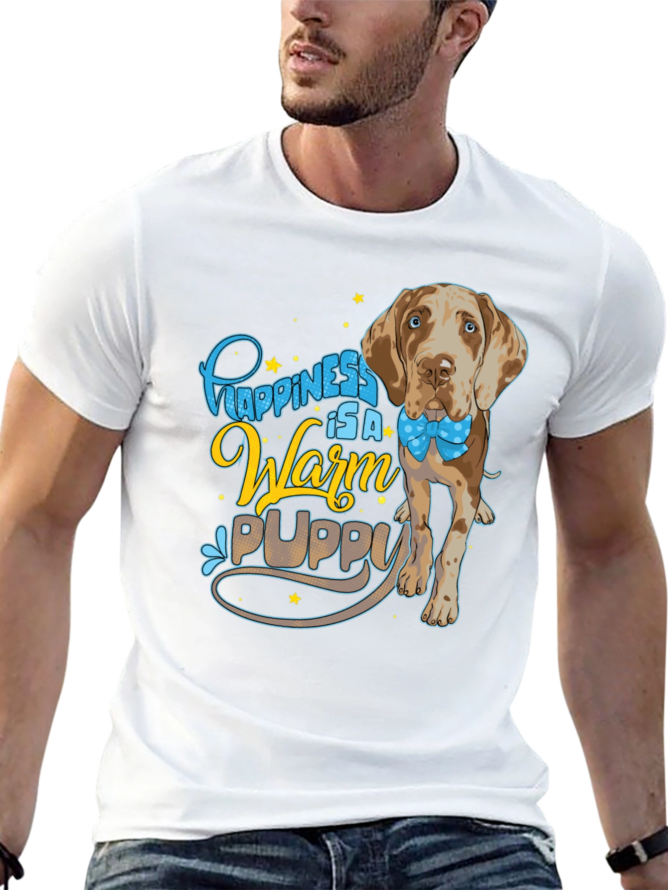 Happiness Warm Puppy Dog T-Shirt Cute Graphic Tee