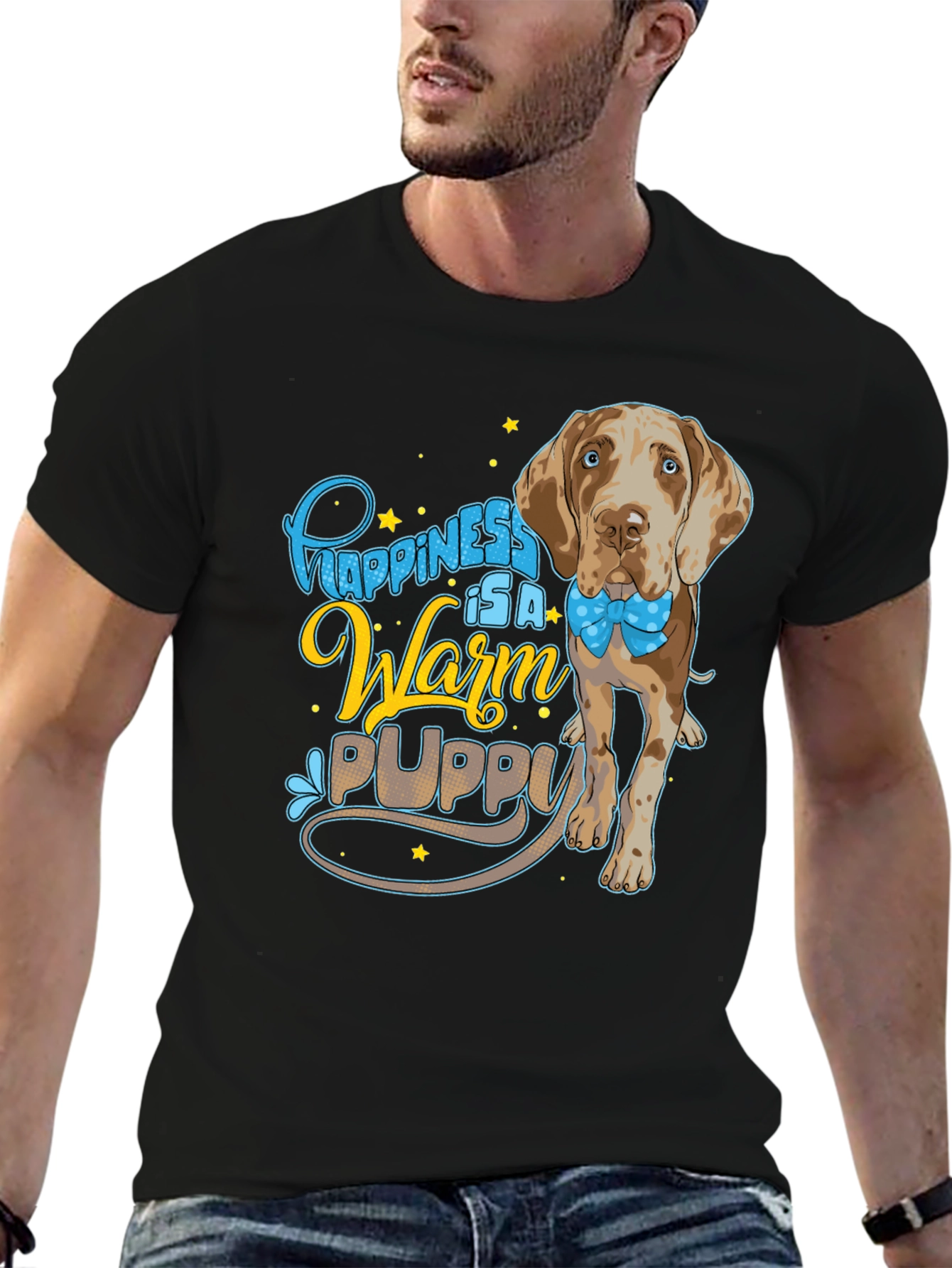 Happiness Warm Puppy Dog T-Shirt Cute Graphic Tee