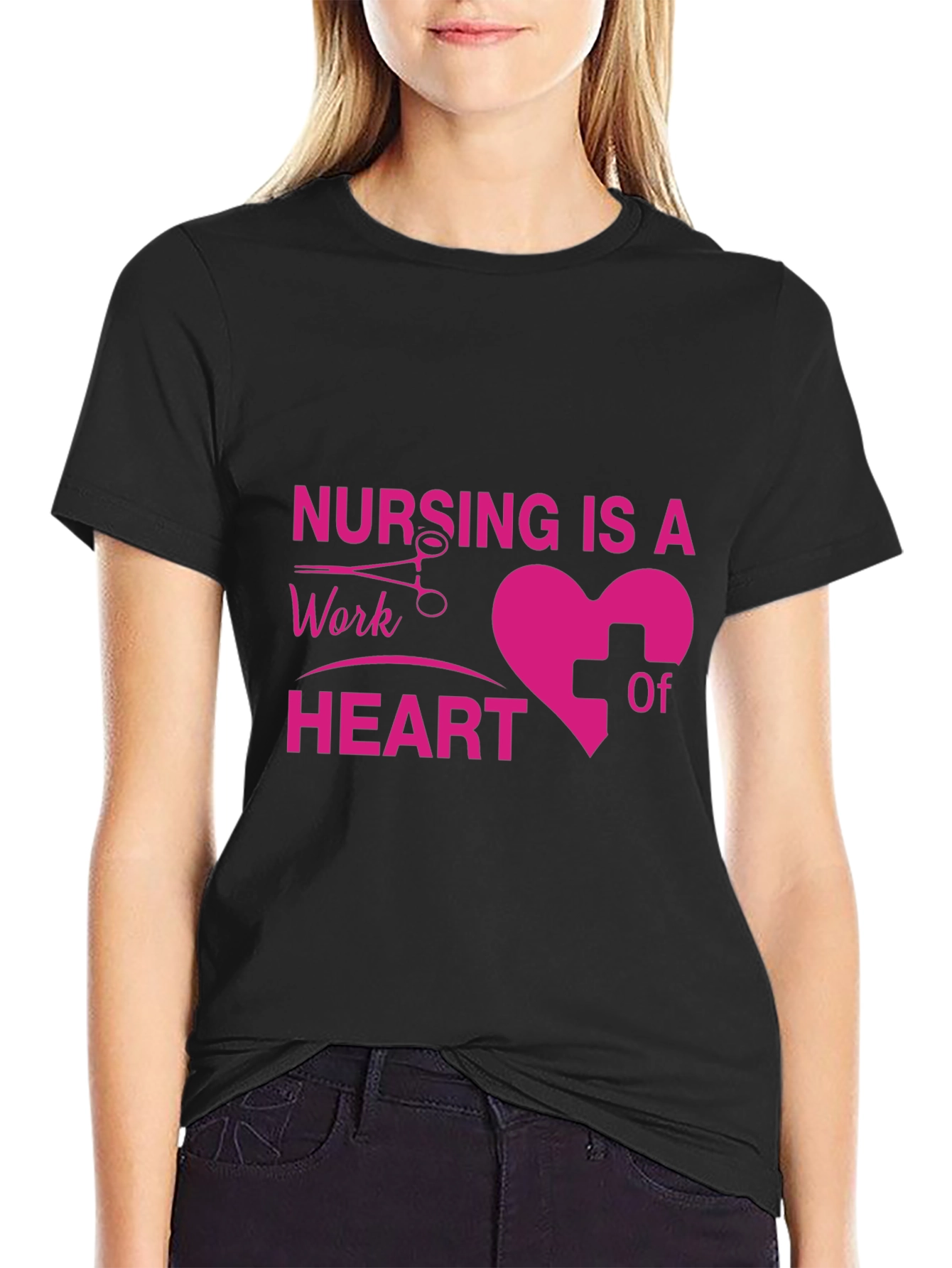 Nursing is a Work of Heart Black T-Shirt