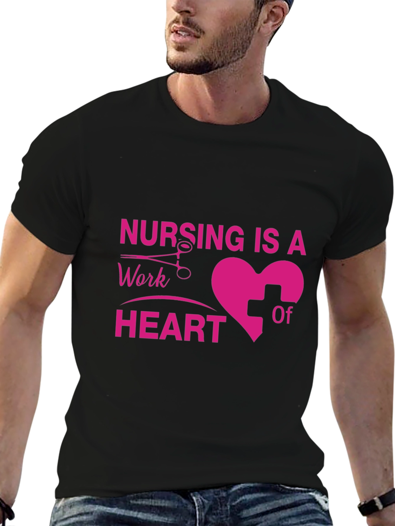 Nursing is a Work of Heart Black T-Shirt