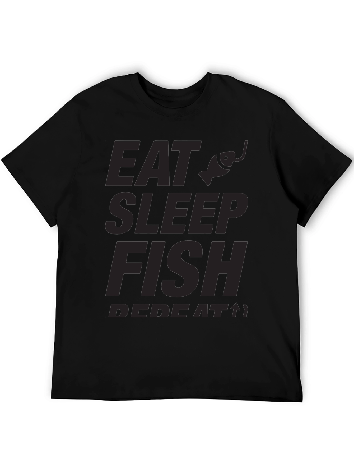 Eat Sleep Fish Repeat Black Graphic Tee