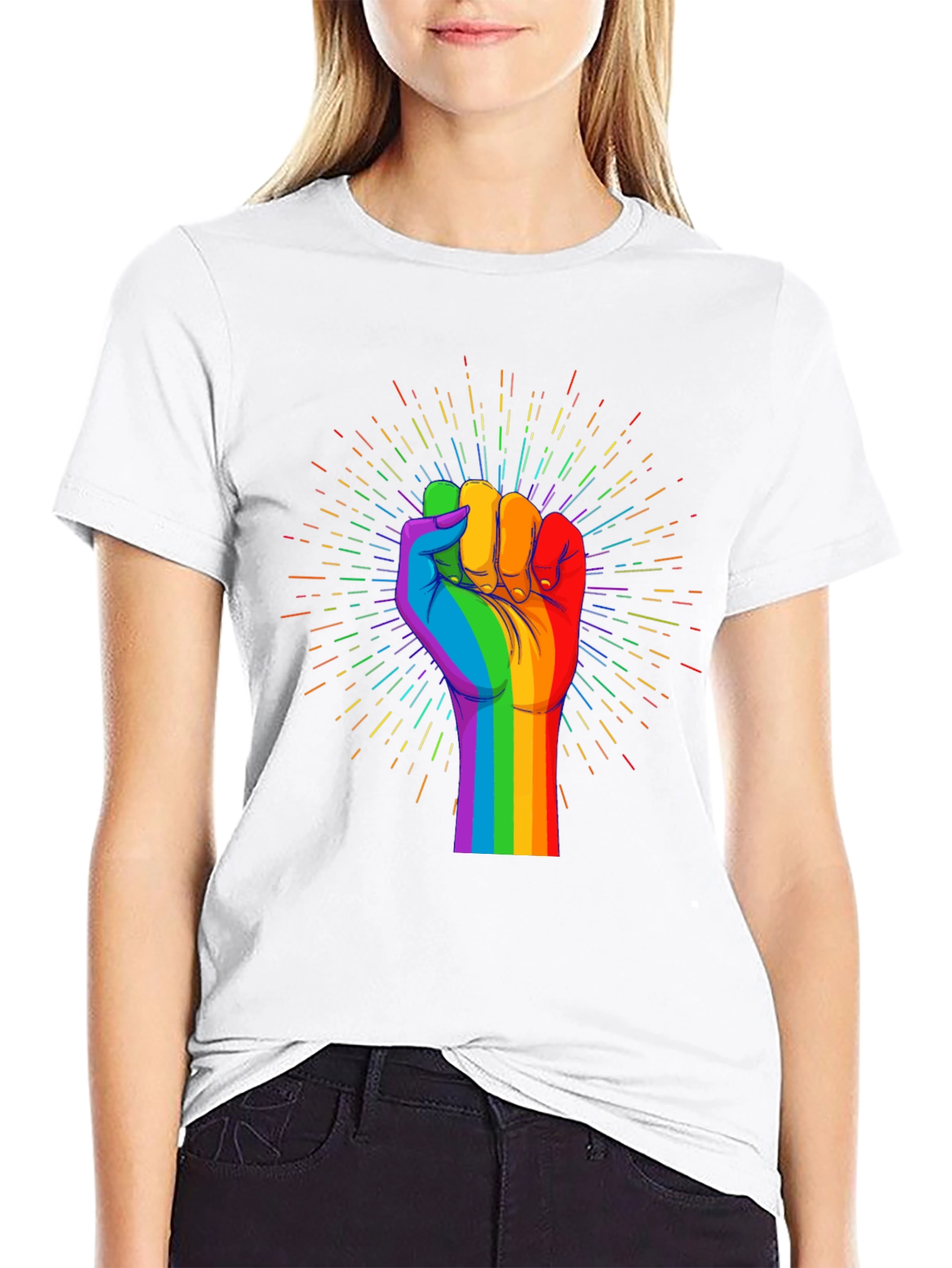 Pride Fist Graphic Tee - Black Cotton T-Shirt