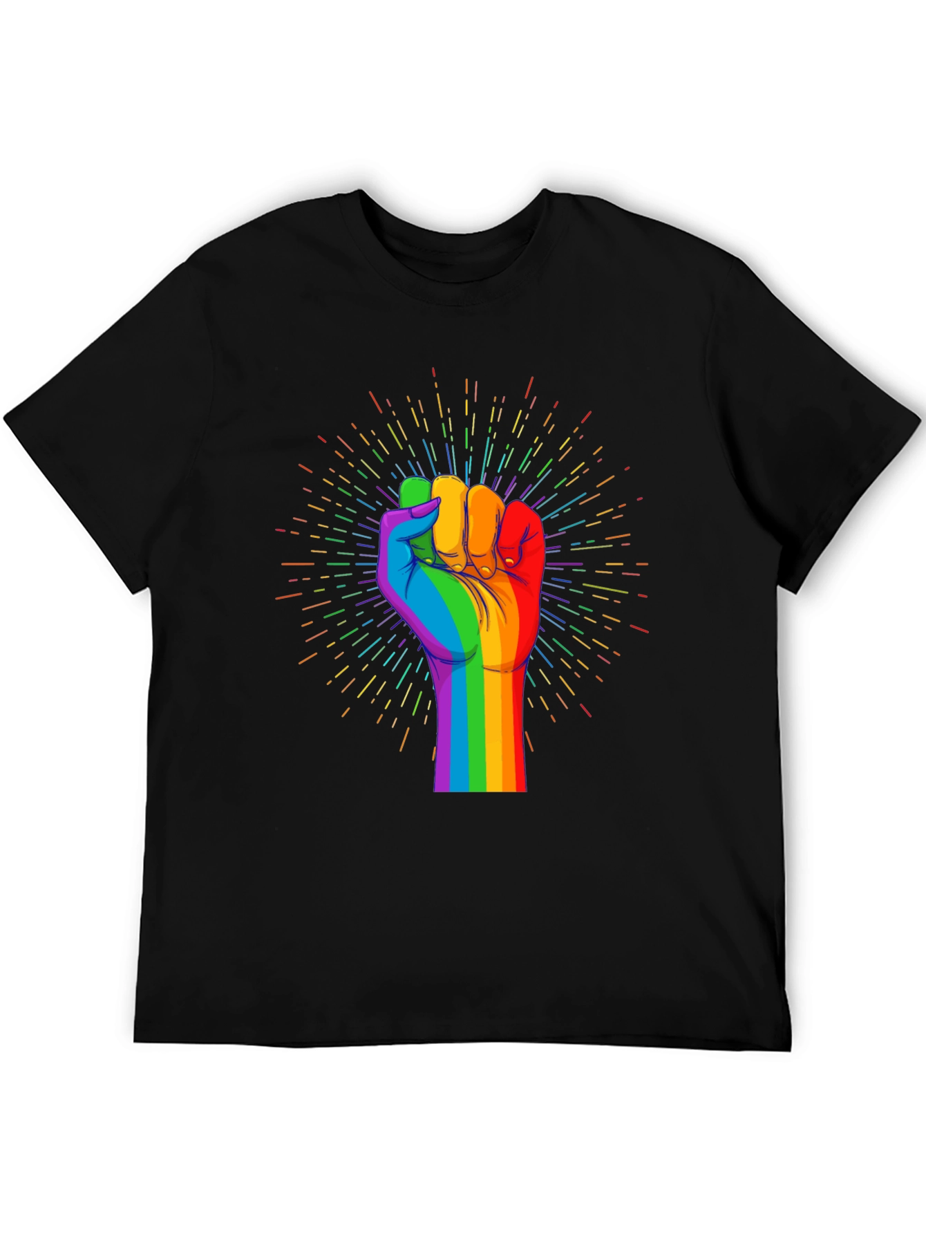 Pride Fist Graphic Tee - Black Cotton T-Shirt