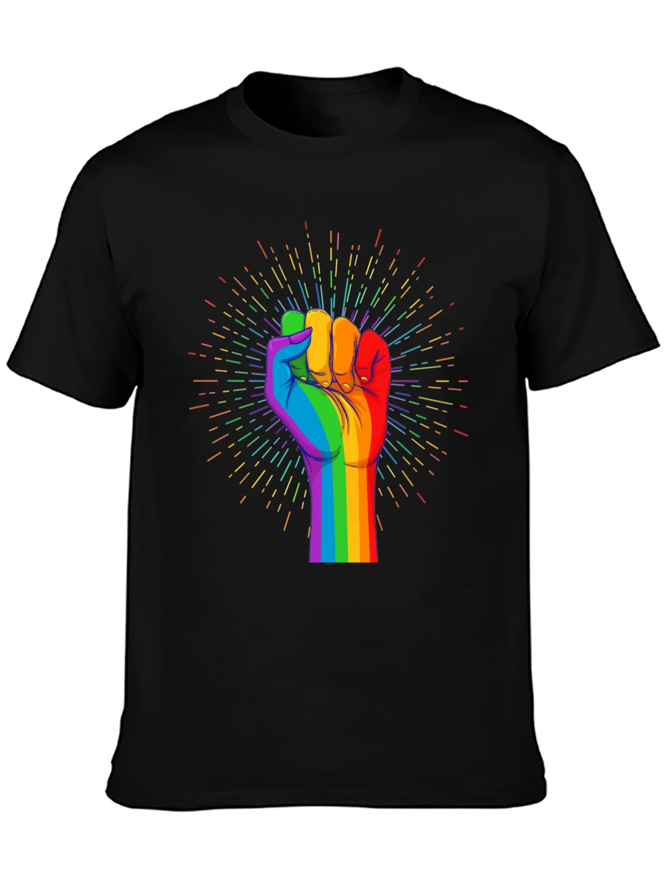 Pride Fist Graphic Tee - Black Cotton T-Shirt