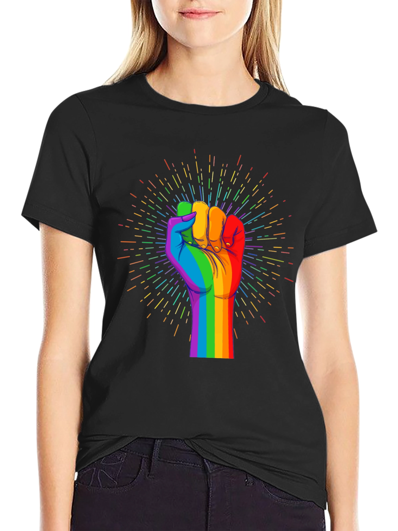 Pride Fist Graphic Tee - Black Cotton T-Shirt