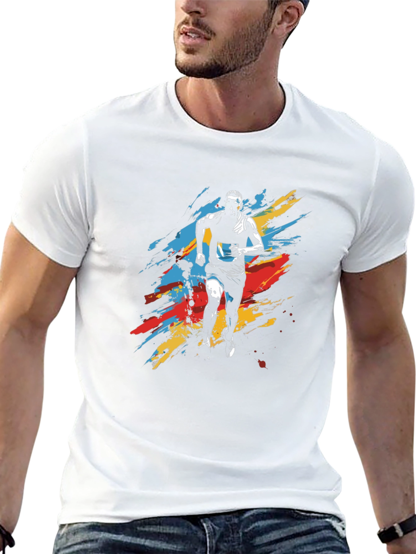 Mens Running Graphic Tee - Black