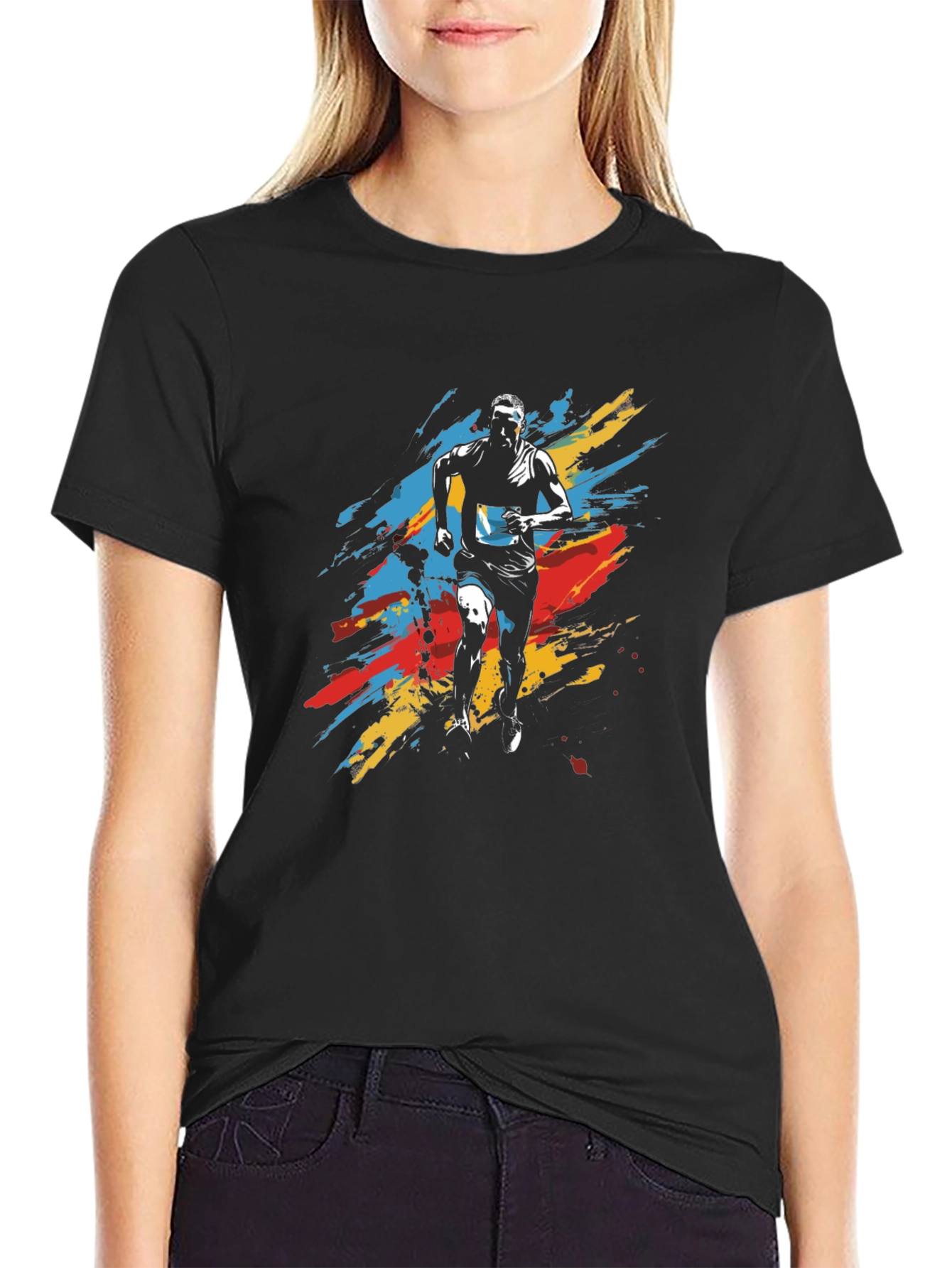 Mens Running Graphic Tee - Black