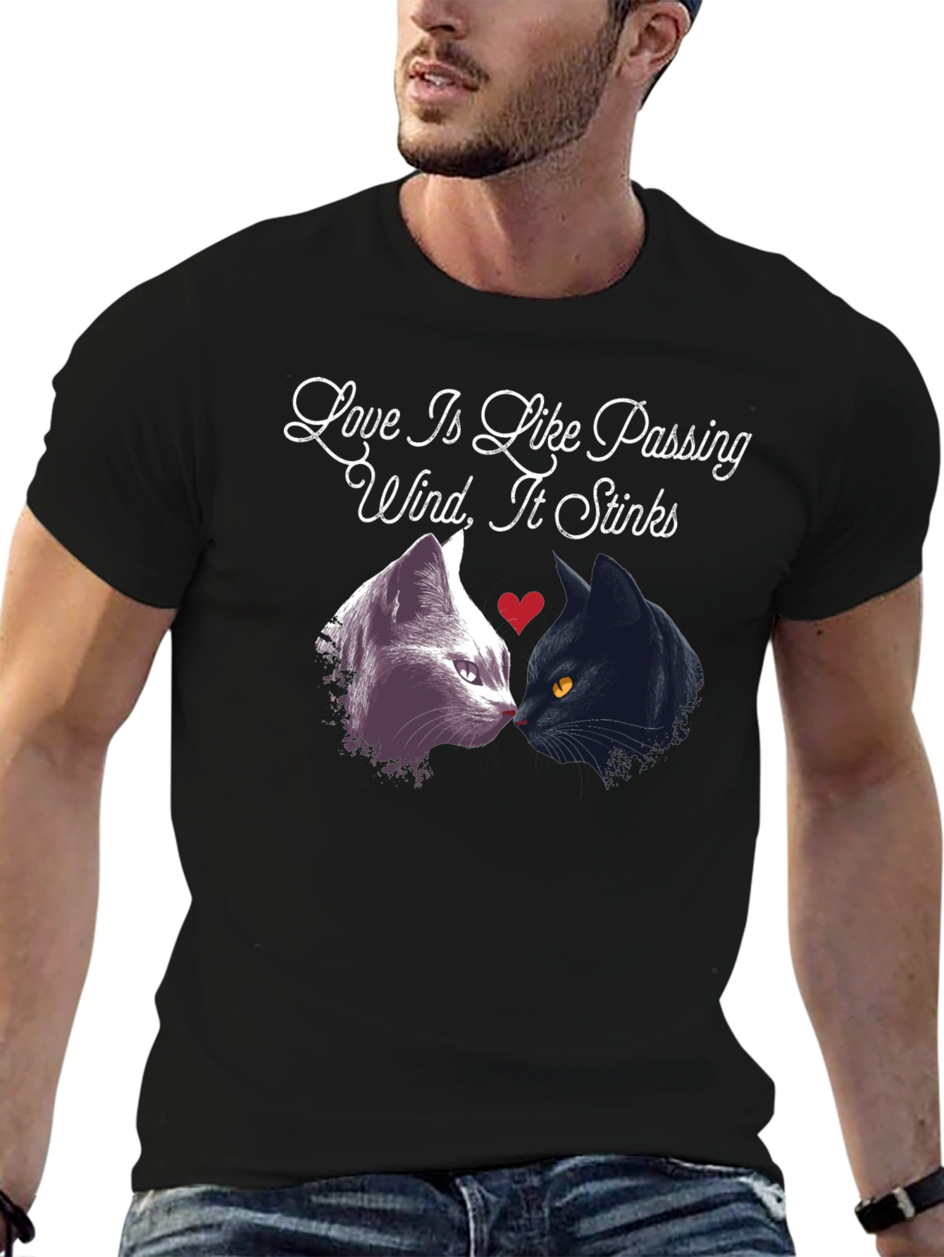 Love Stinks T-Shirt Funny Cat Tee