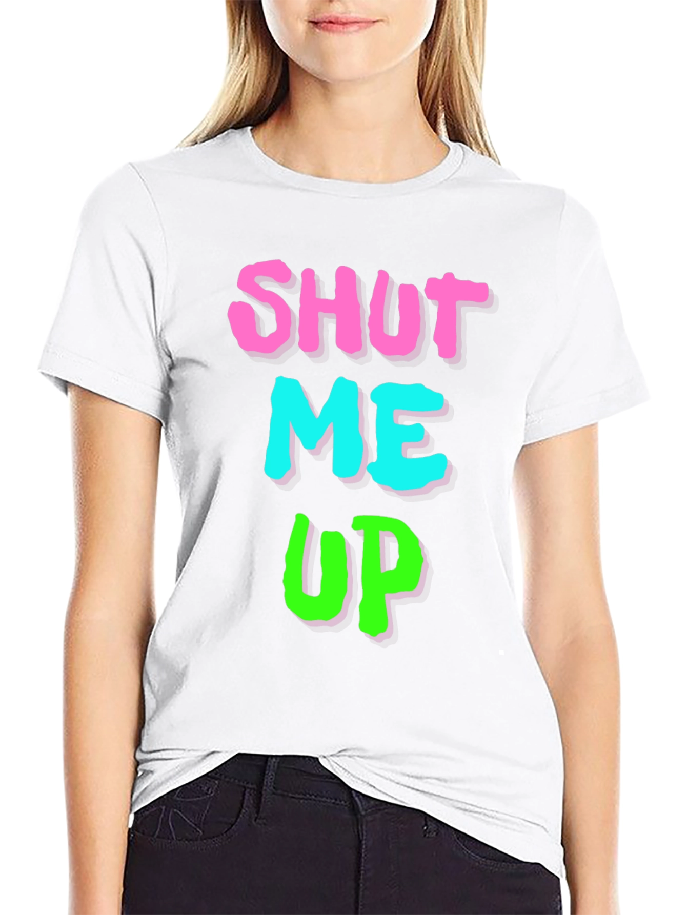 Shut Me Up Graphic Print Black T-Shirt