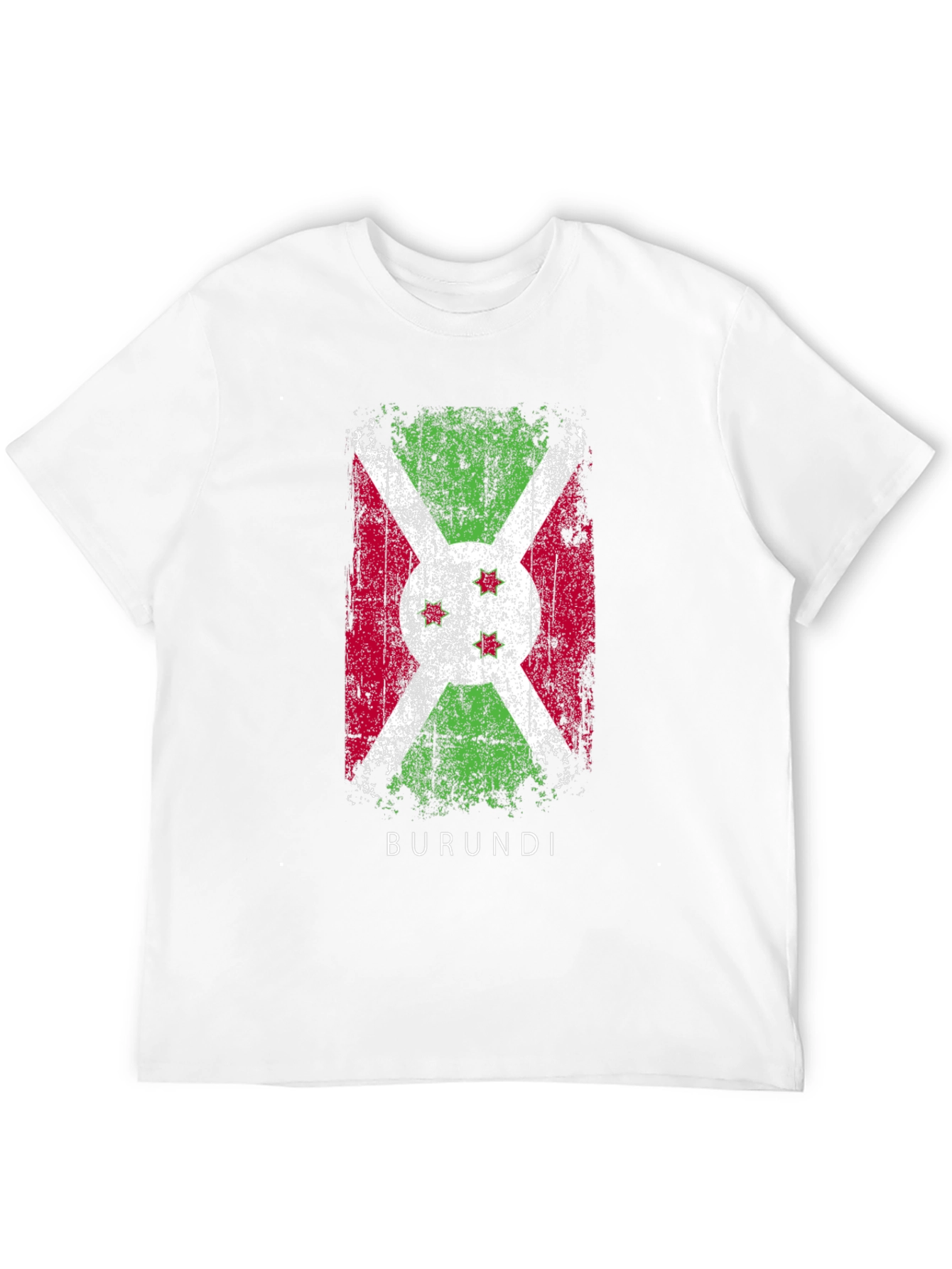 Burundi Flag T-Shirt Distressed Style Mens Black Tee