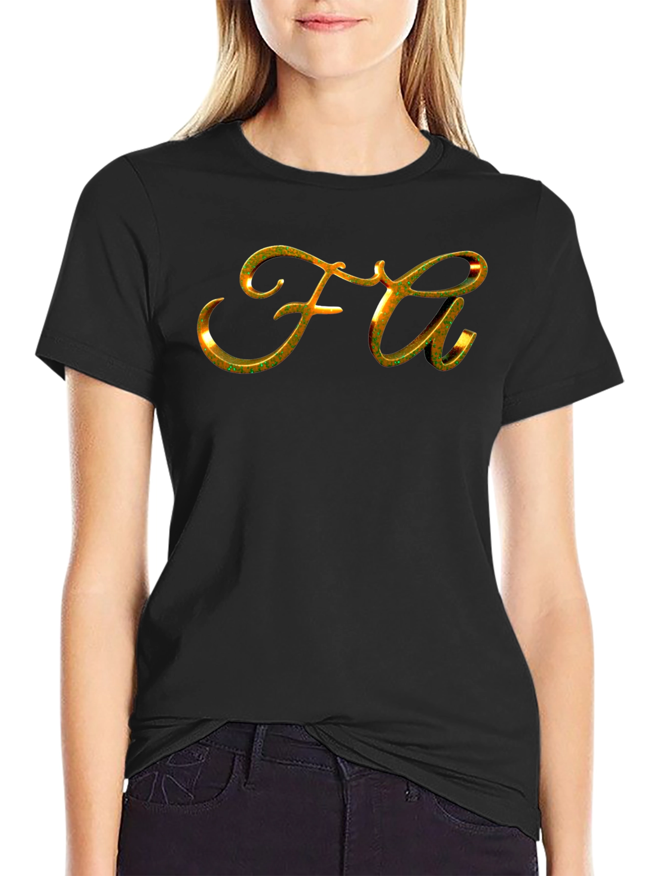 Gold FA Lettering Black T-Shirt
