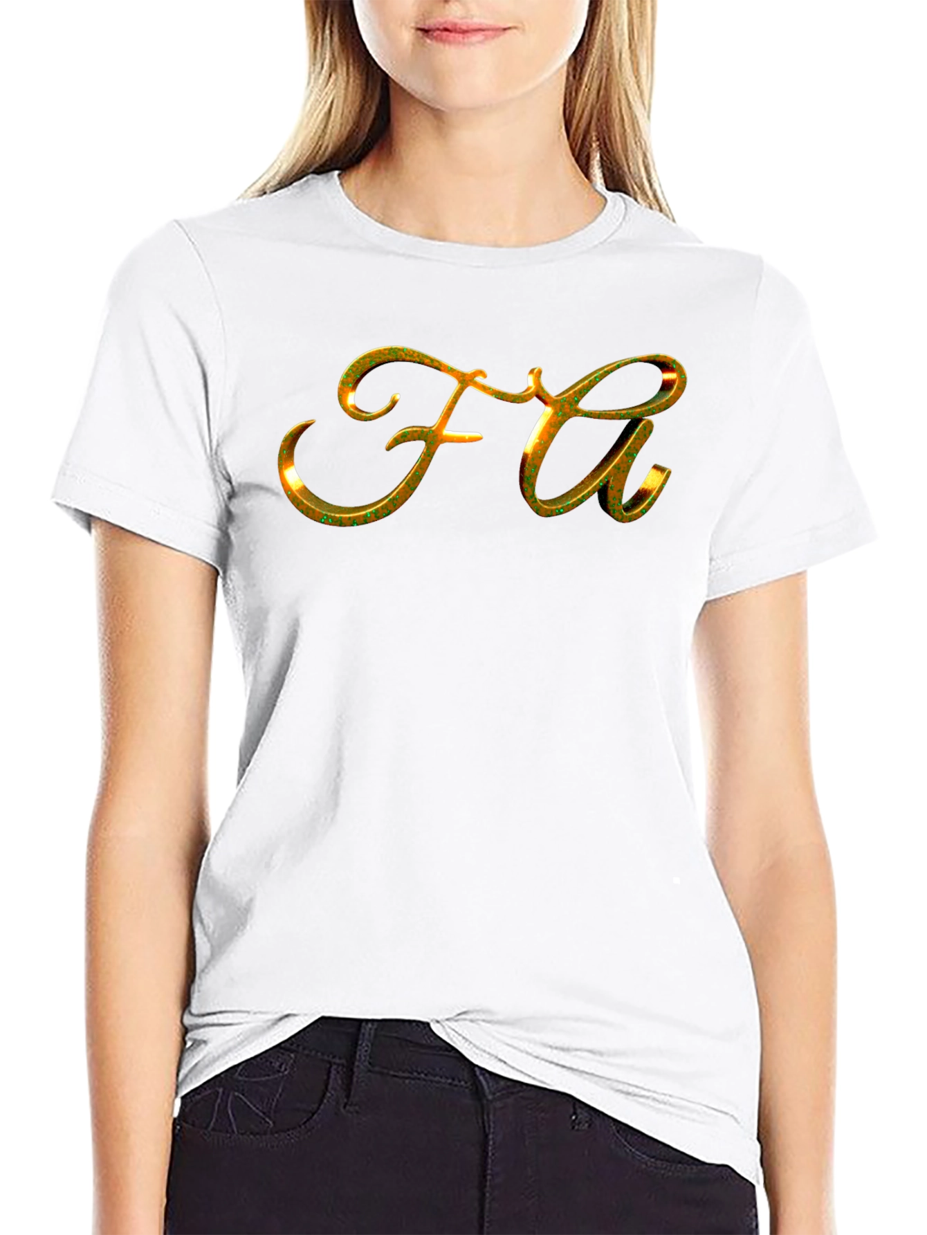 Gold FA Lettering Black T-Shirt