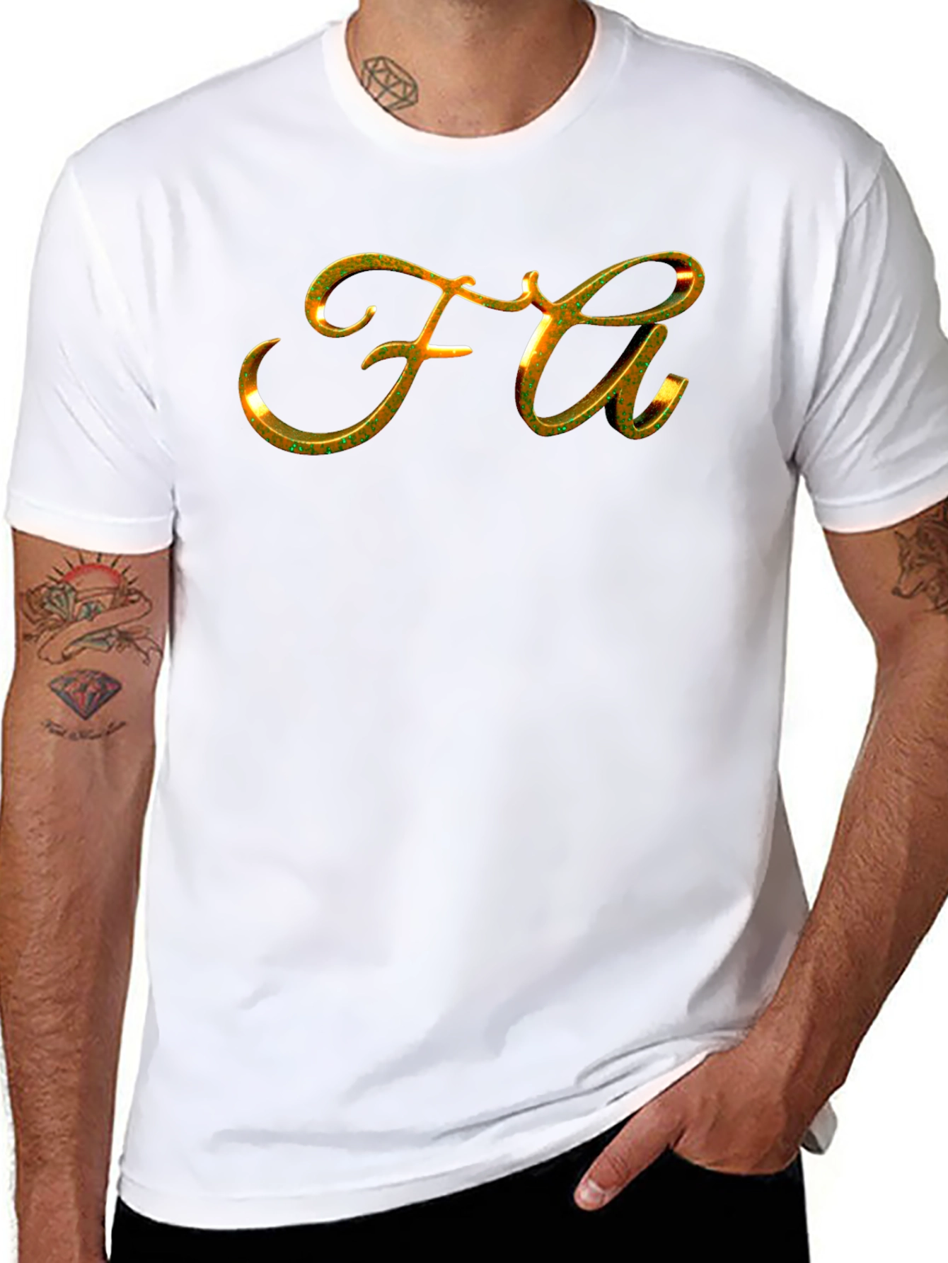 Gold FA Lettering Black T-Shirt