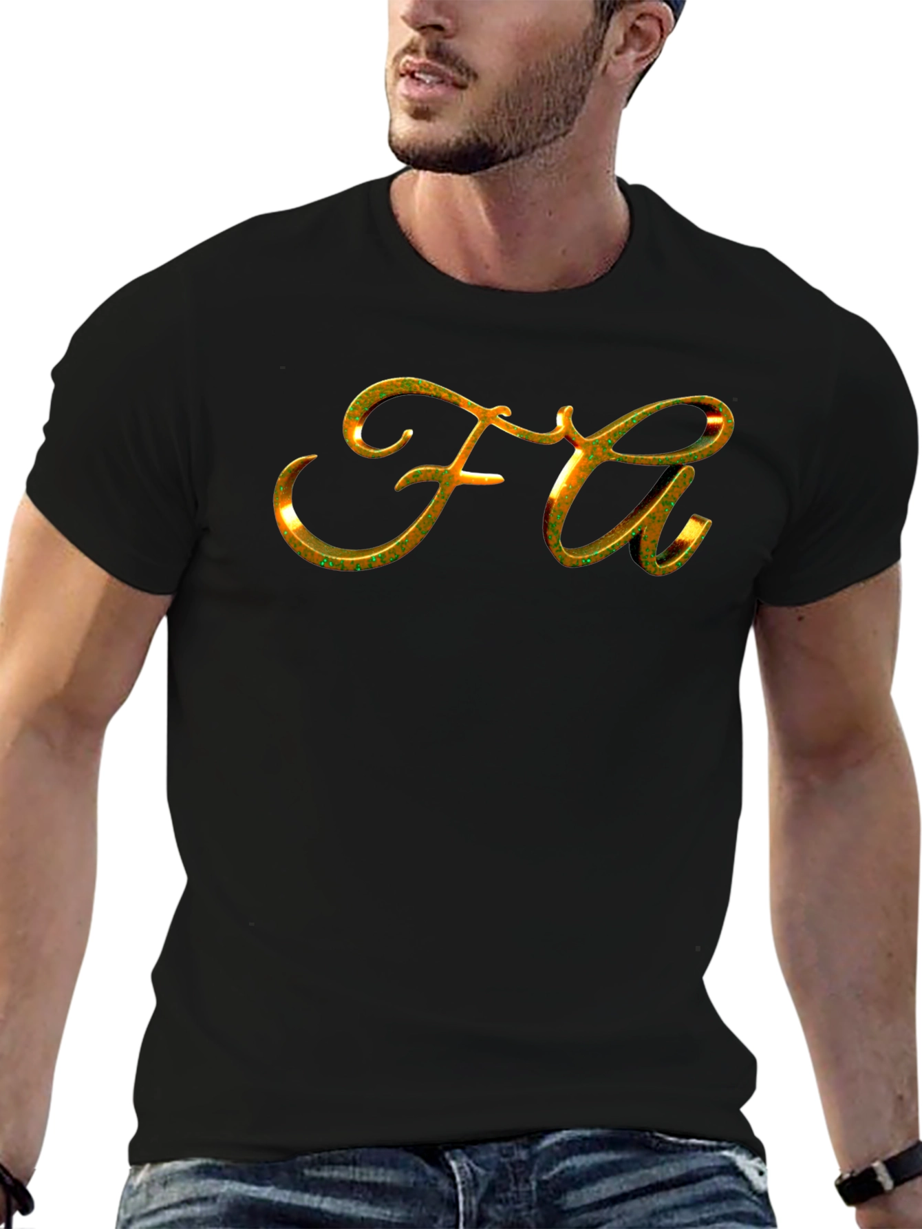 Gold FA Lettering Black T-Shirt
