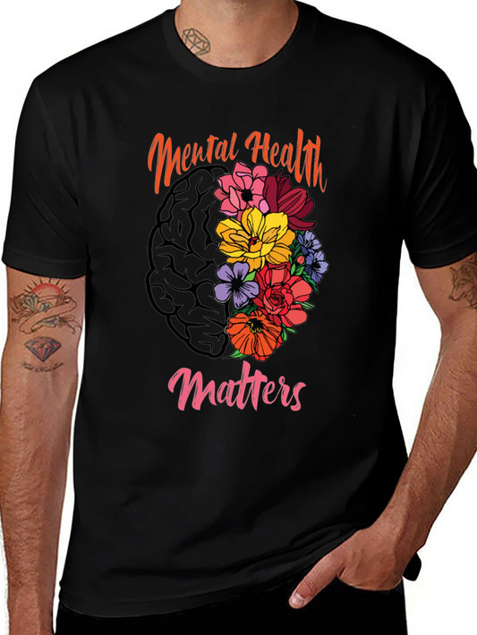 Mental Health Matters Floral Brain T-Shirt